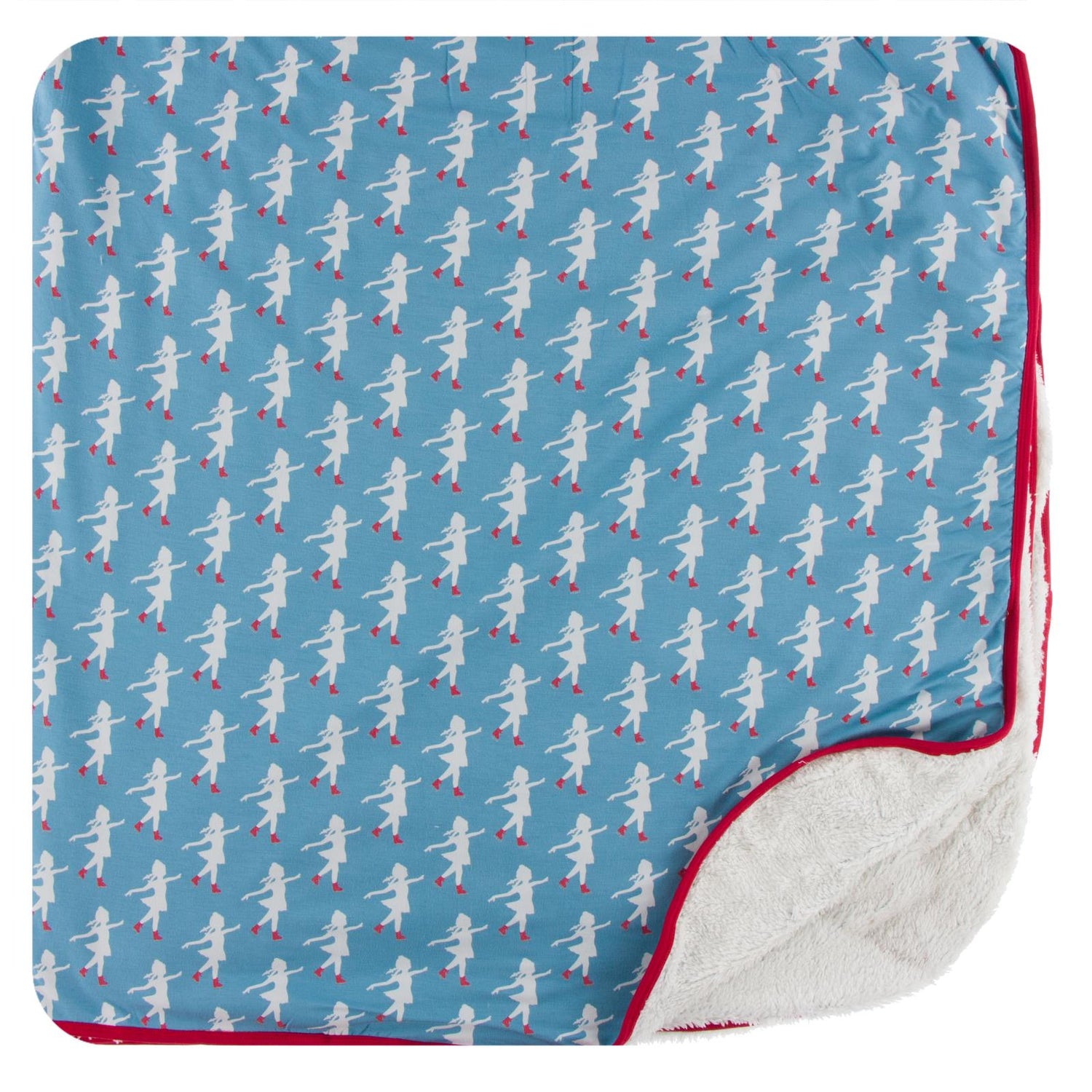 Print Sherpa-Lined Throw Blanket in Blue Moon Ice Skater