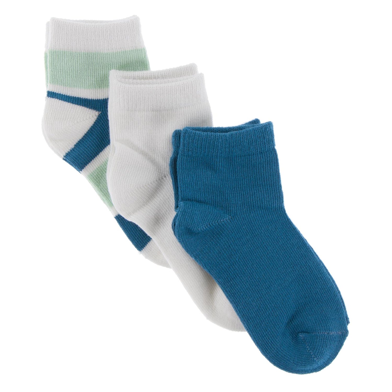 Ankle Socks Set of 3 in Natural, Seaside Cafe Stripe and Seaport