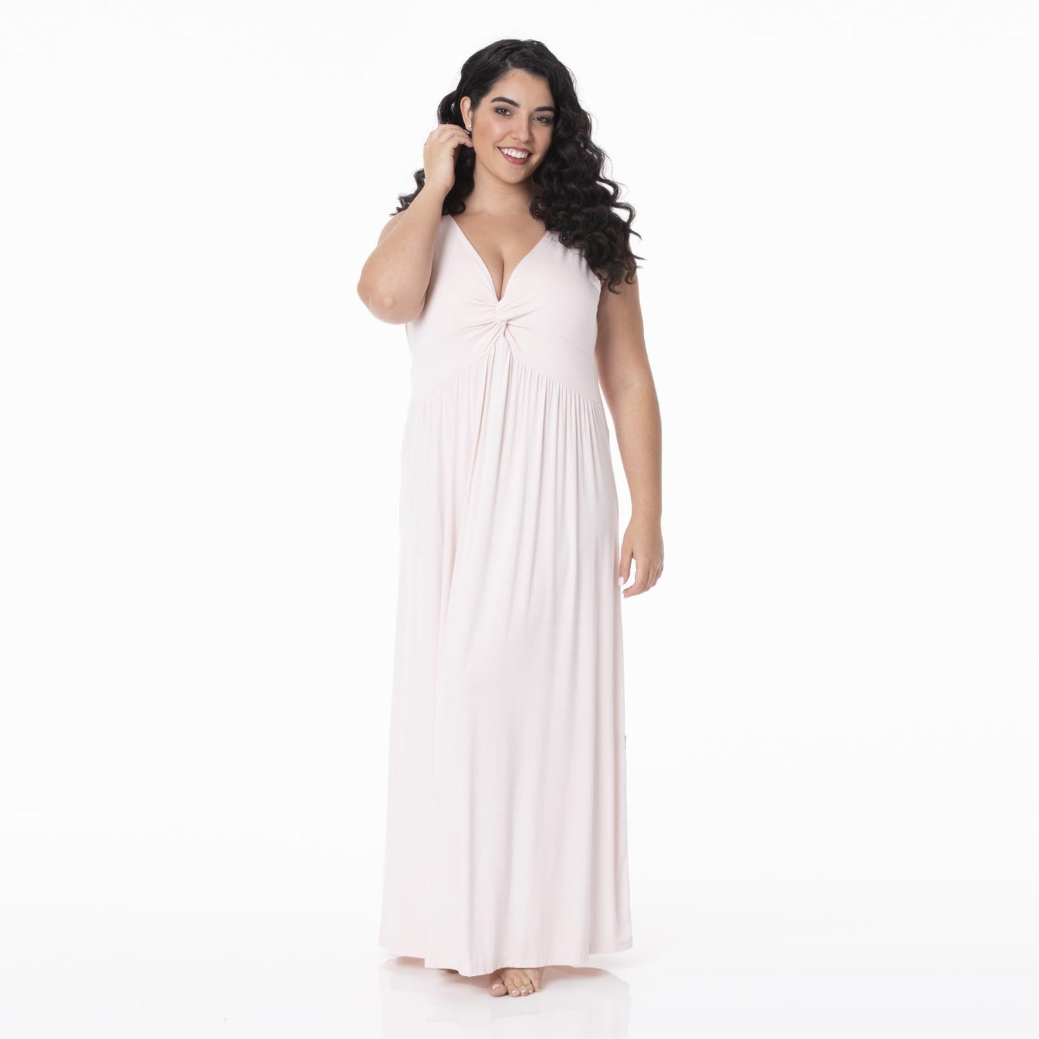 Women's Solid Simple Twist Nightgown in Macaroon