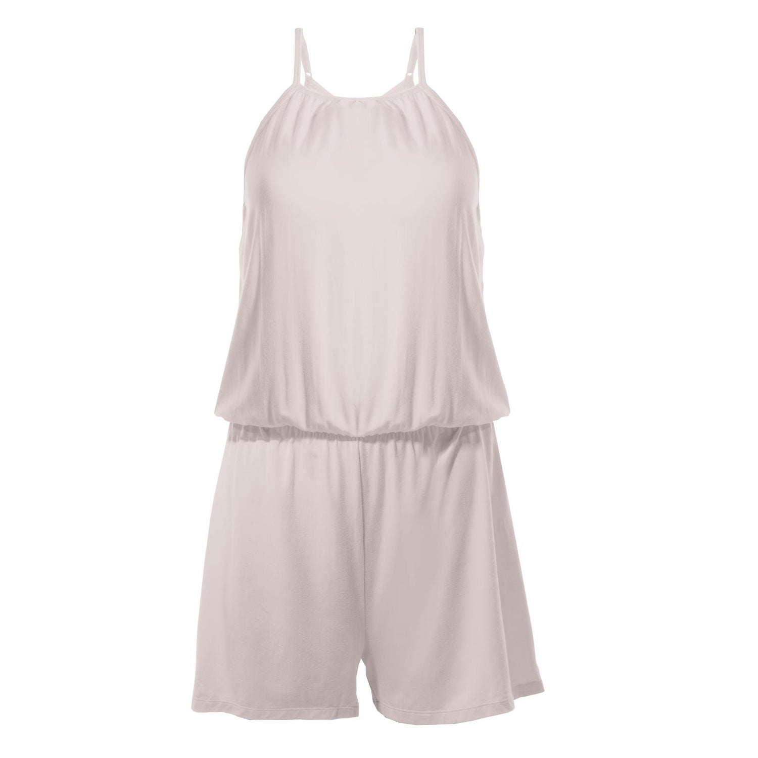Women's Solid Keyhole Romper in Baby Rose