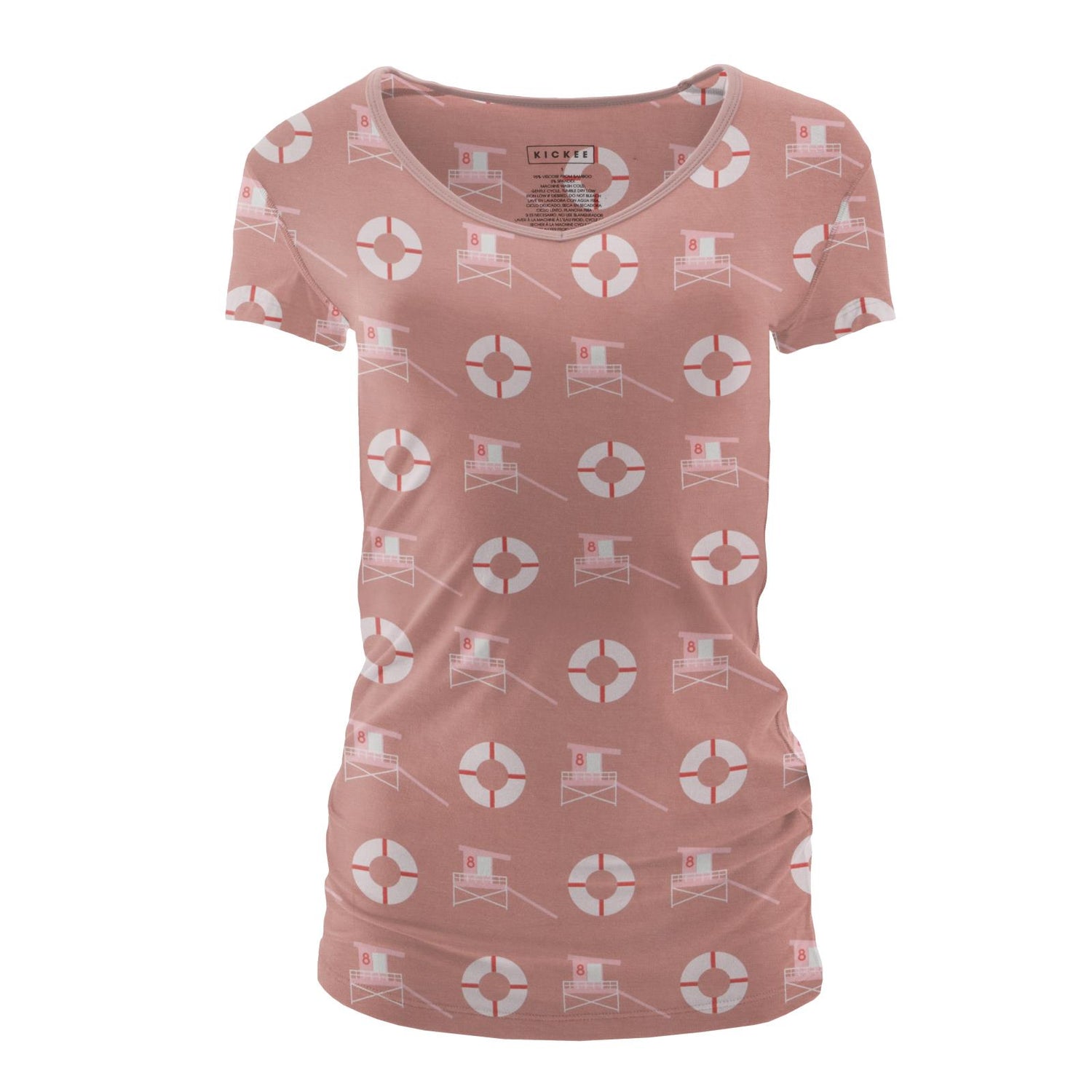 Women's Print Short Sleeve One Tee in Antique Pink Lifeguard