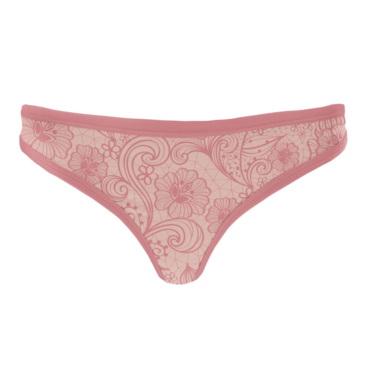 Women's Print Classic Thong in Peach Blossom Lace