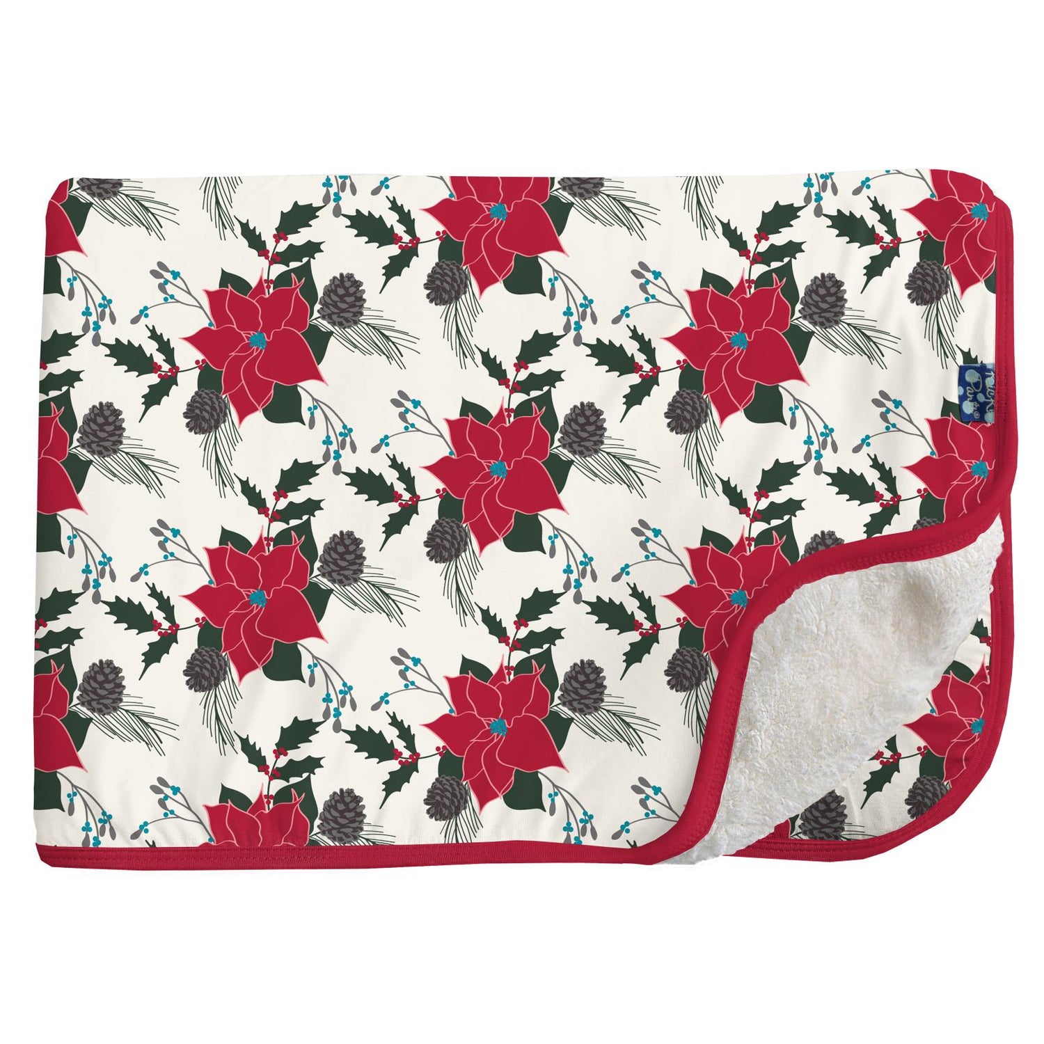 Print Sherpa-Lined Toddler Blanket in Christmas Floral