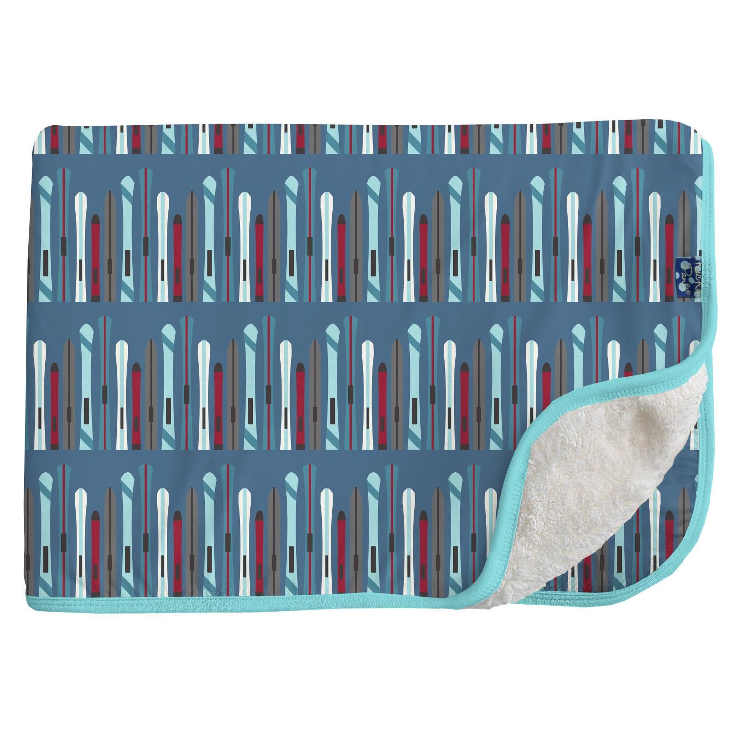Print Sherpa-Lined Toddler Blanket in Twilight Skis