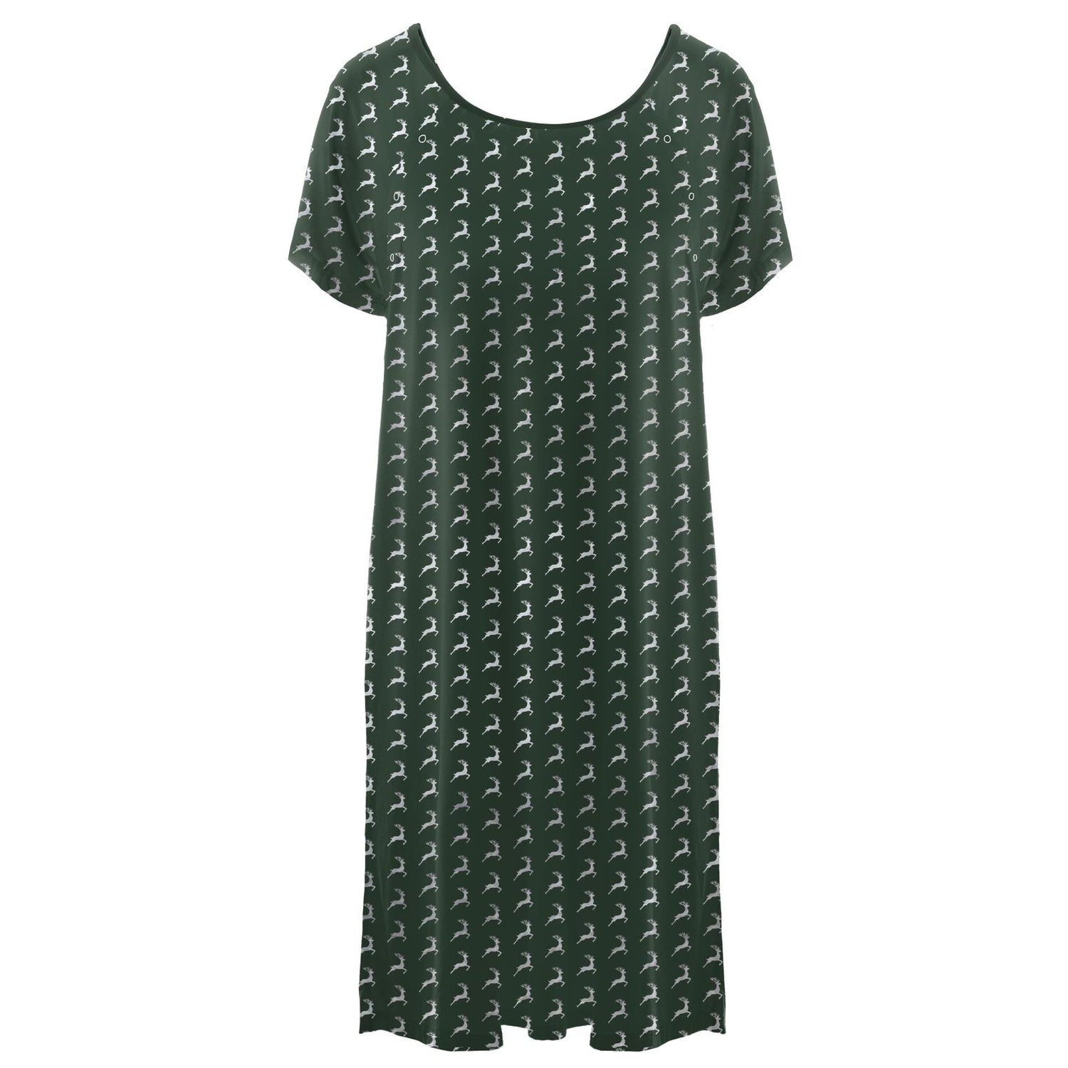 Women's Print Hospital Gown in Mountain View Reindeer