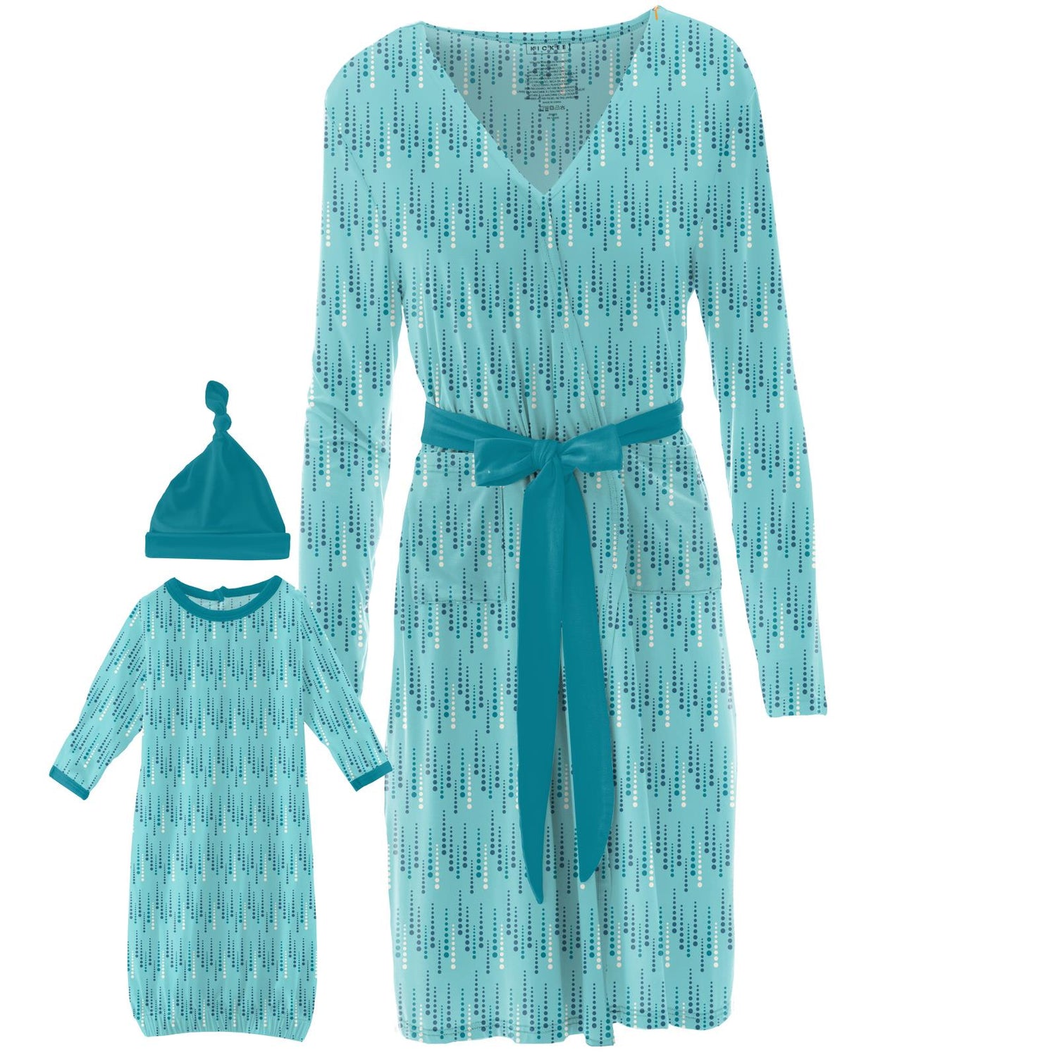 Women's Maternity/Nursing Robe & Layette Gown Set in Iceberg Icicles