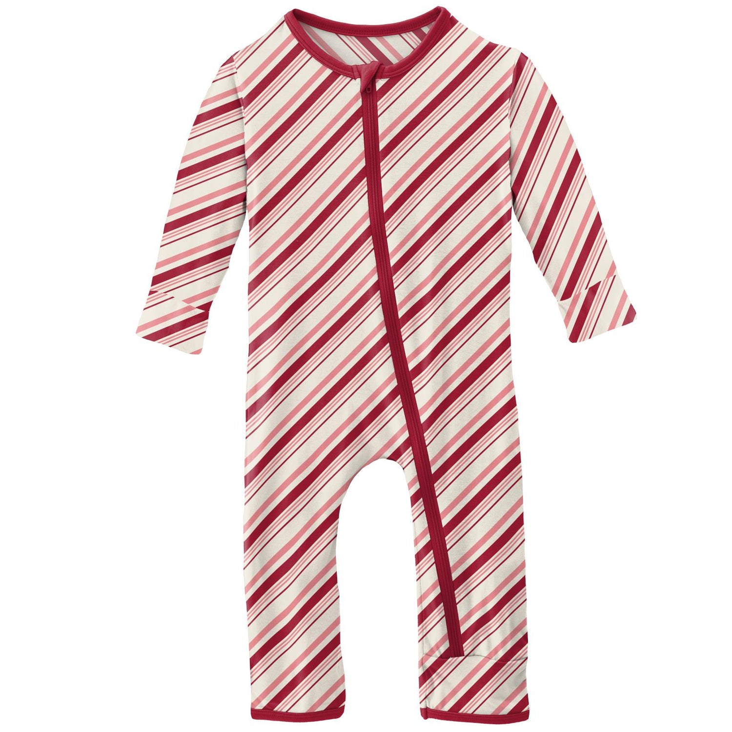 Print Coverall with Zipper in Strawberry Candy Cane Stripe