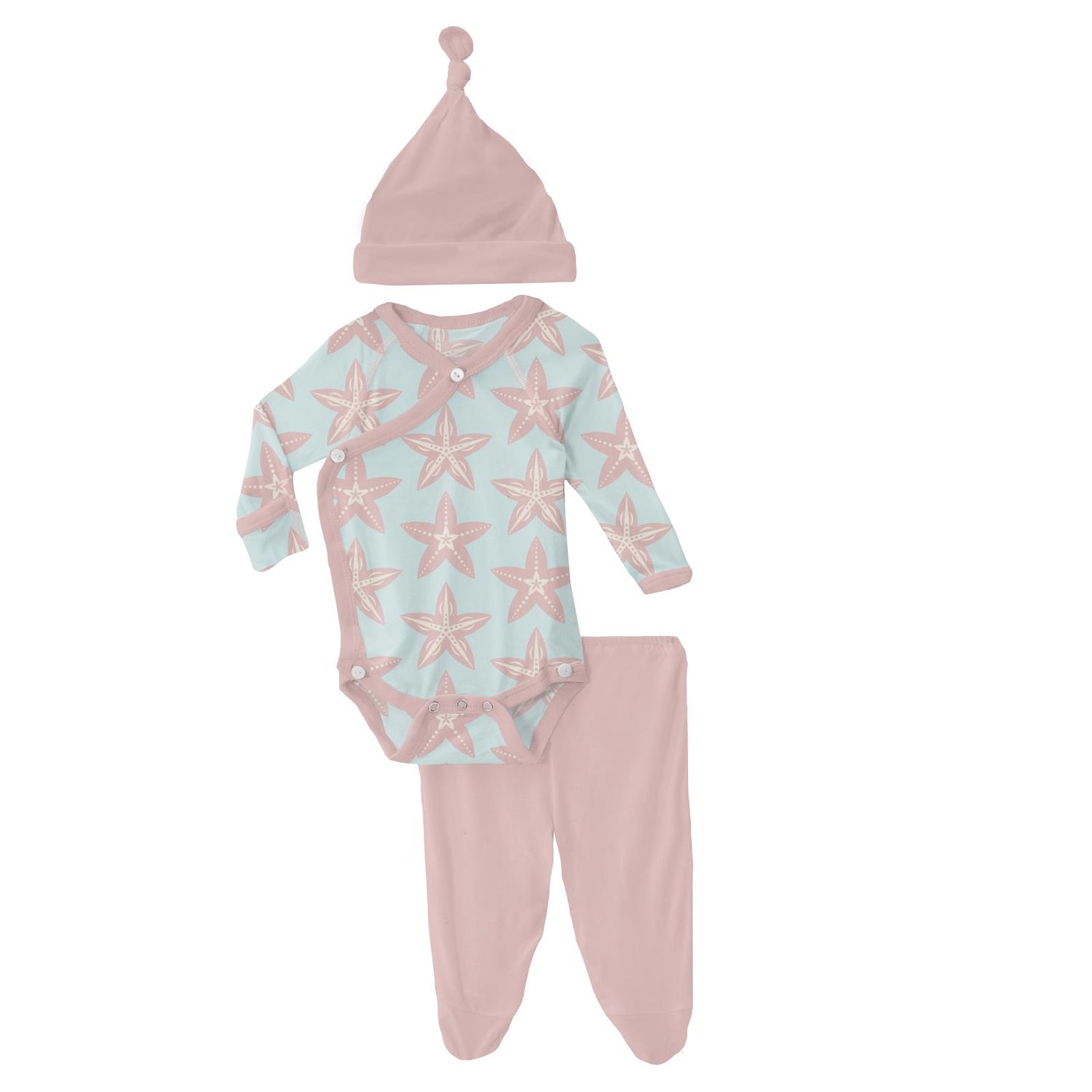 Kimono Newborn Gift Set with Elephant Box in Fresh Air Fancy Starfish
