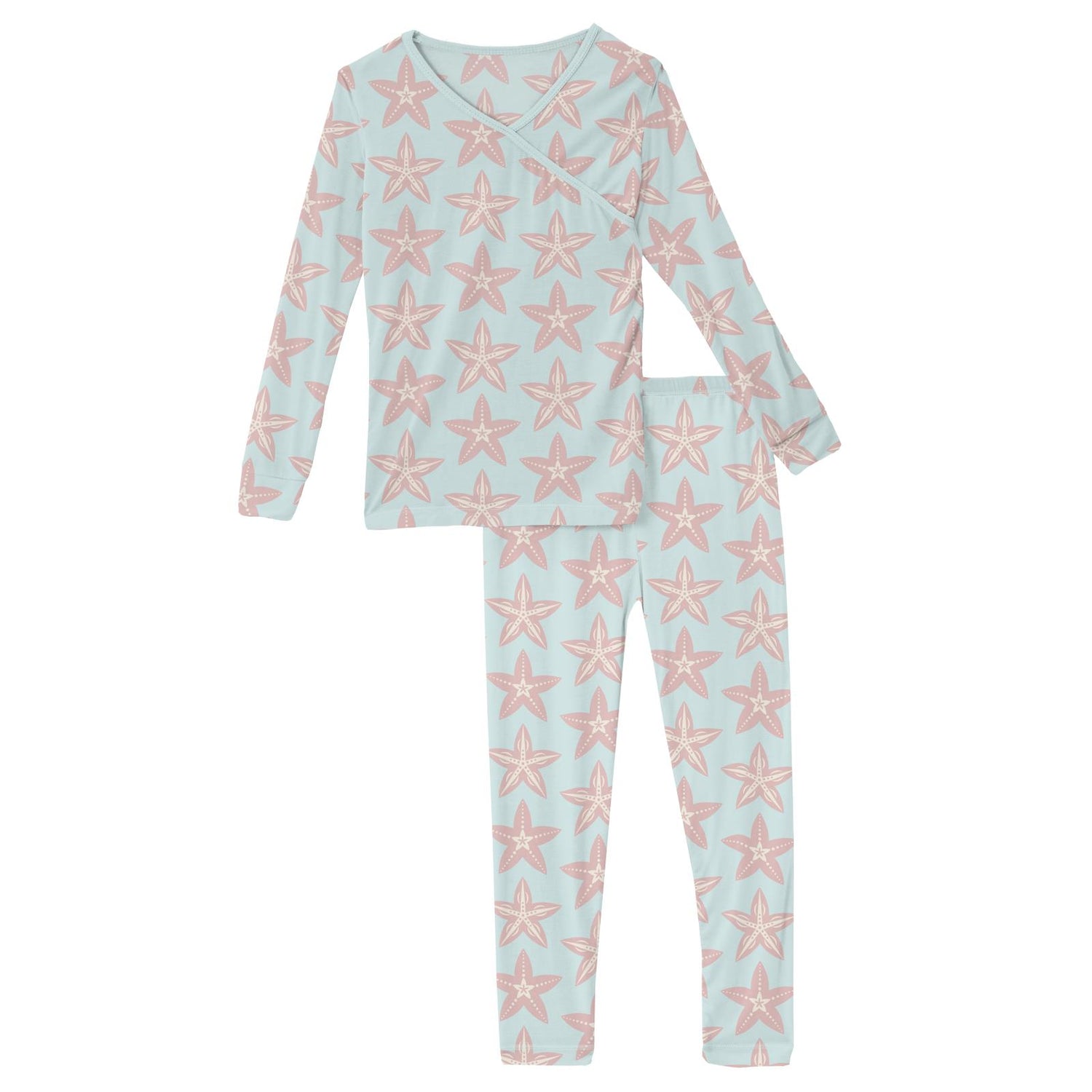 Print Long Sleeve Kimono Pajama Set in Fresh Air Fancy Starfish