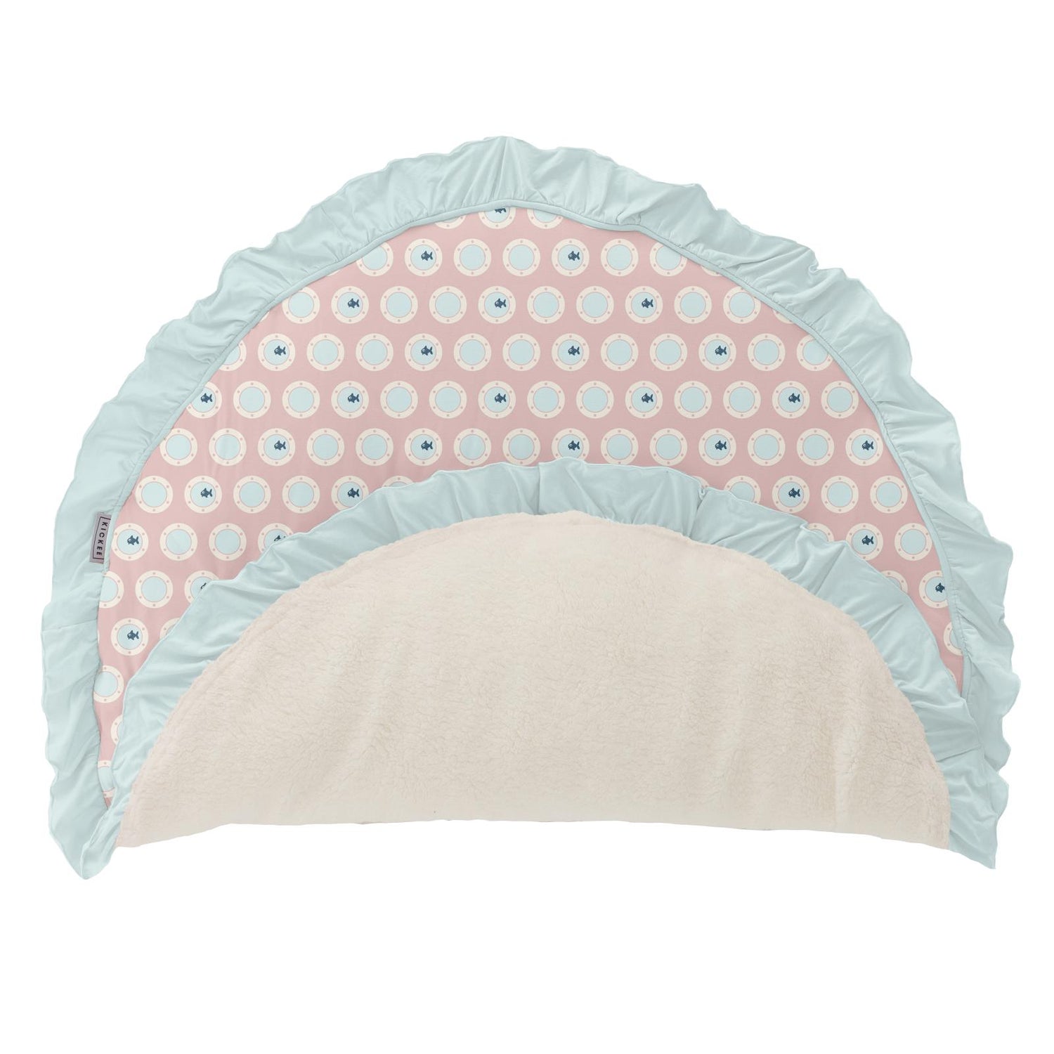 Print Sherpa-Lined Ruffle Fluffle Playmat in Baby Rose Porthole