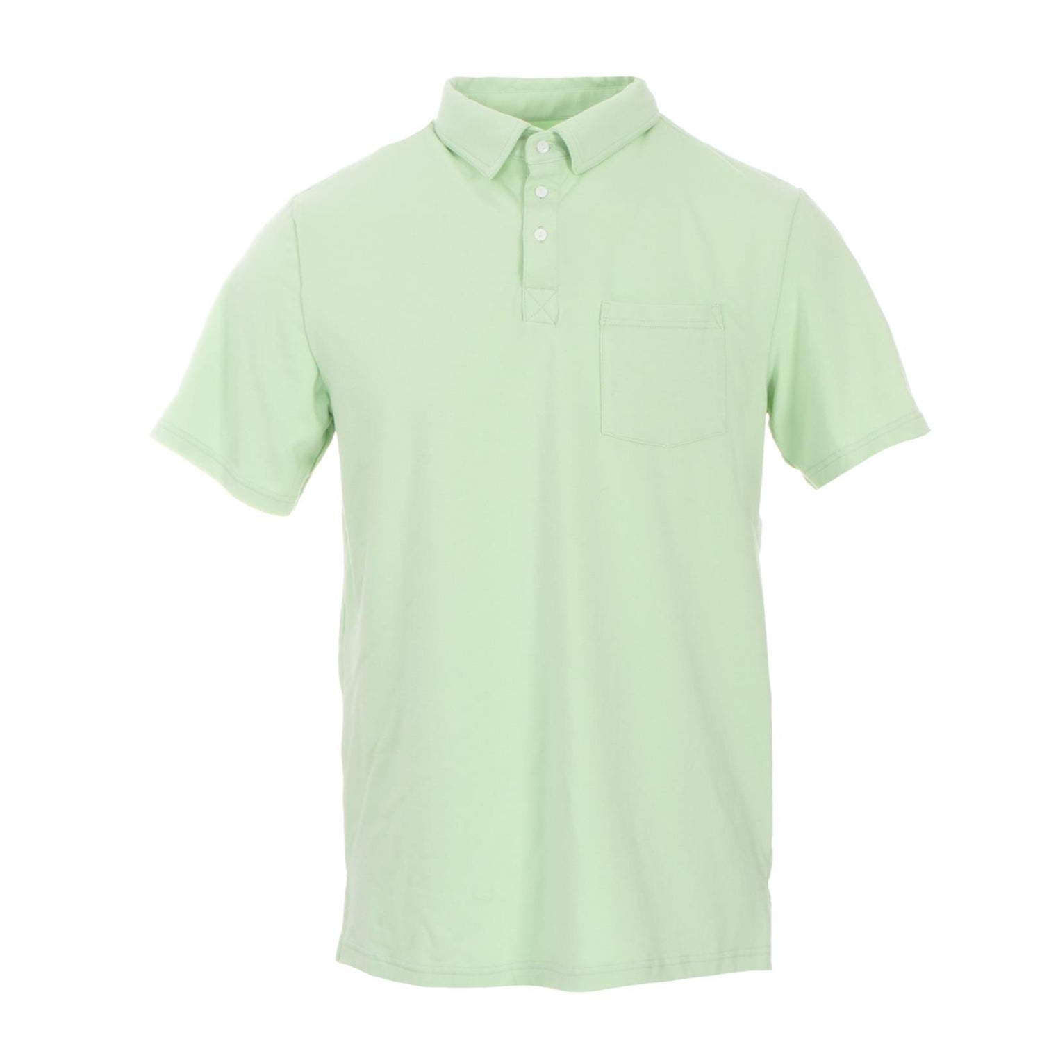 Men's Short Sleeve Luxe Jersey Polo with Pocket in Pistachio
