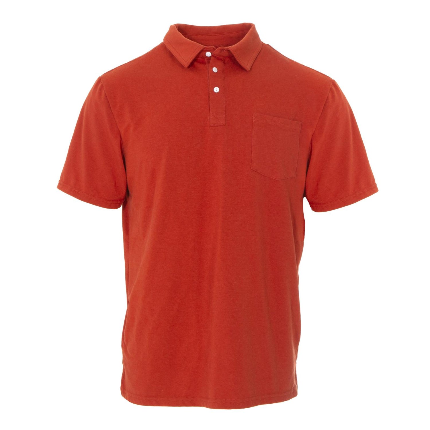 Men's Short Sleeve Luxe Jersey Polo with Pocket in Red Tea