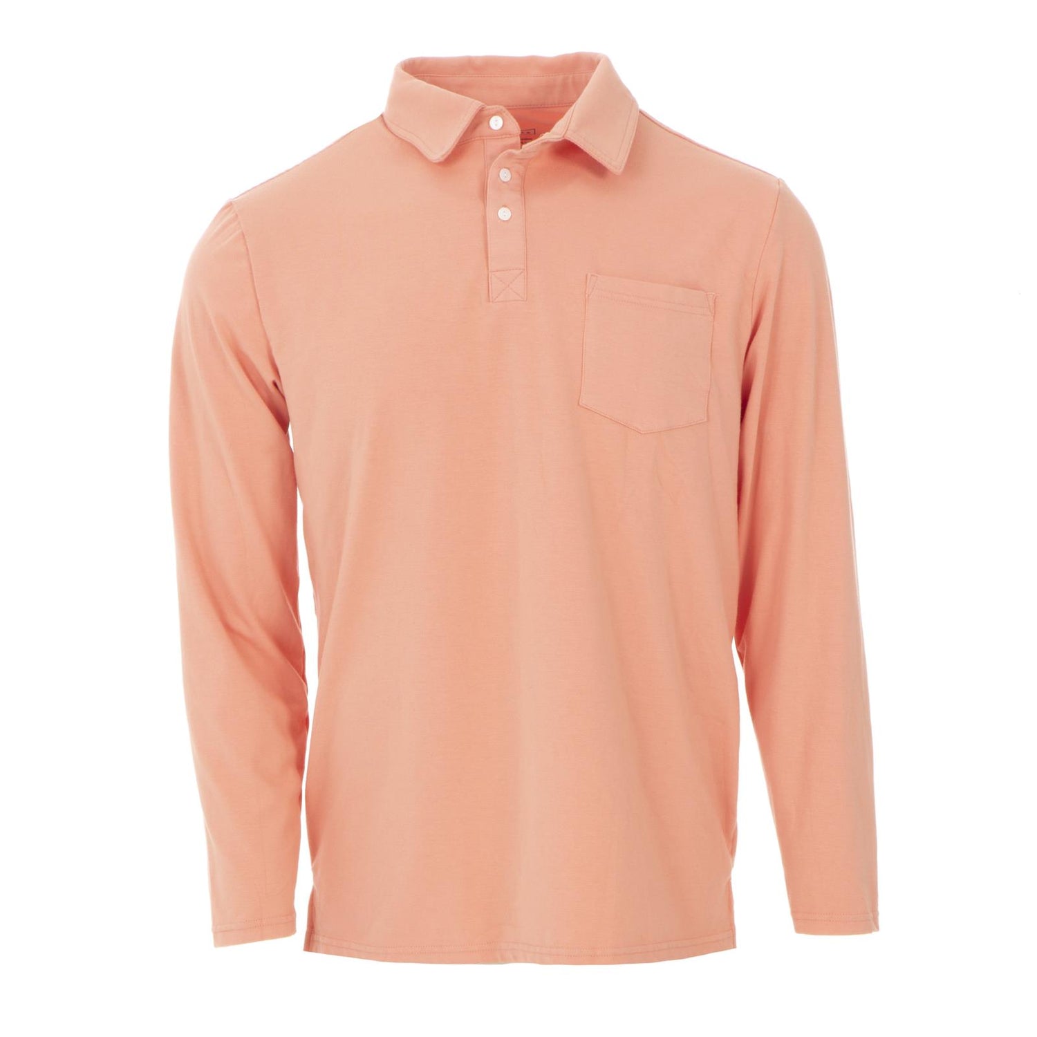 Men's Long Sleeve Luxe Jersey Polo in Blush