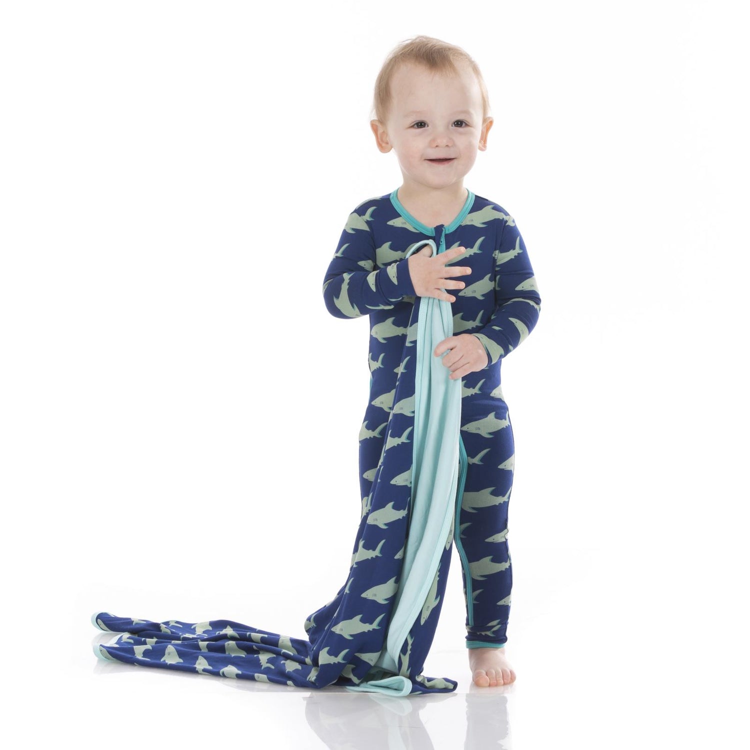 Print Coverall with Zipper in Flag Blue Sharky