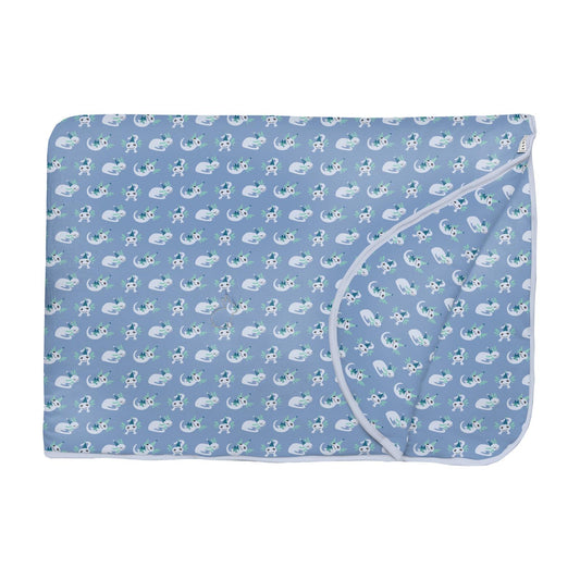 Print Fluffle Throw Blanket with Embroidery in Dream Blue Axolotl Party