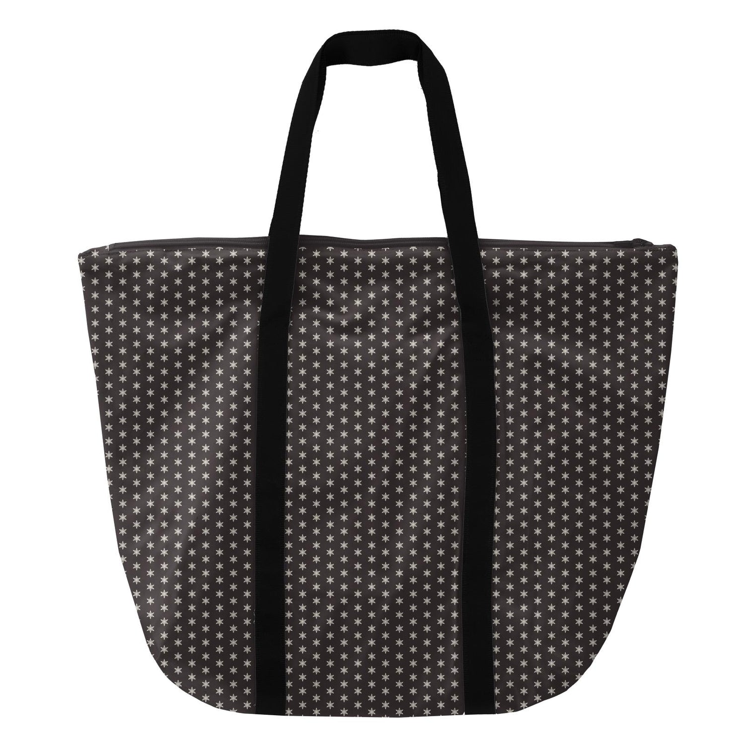 Print Coated Woven Tote Bag in Midnight Tiny Snowflakes