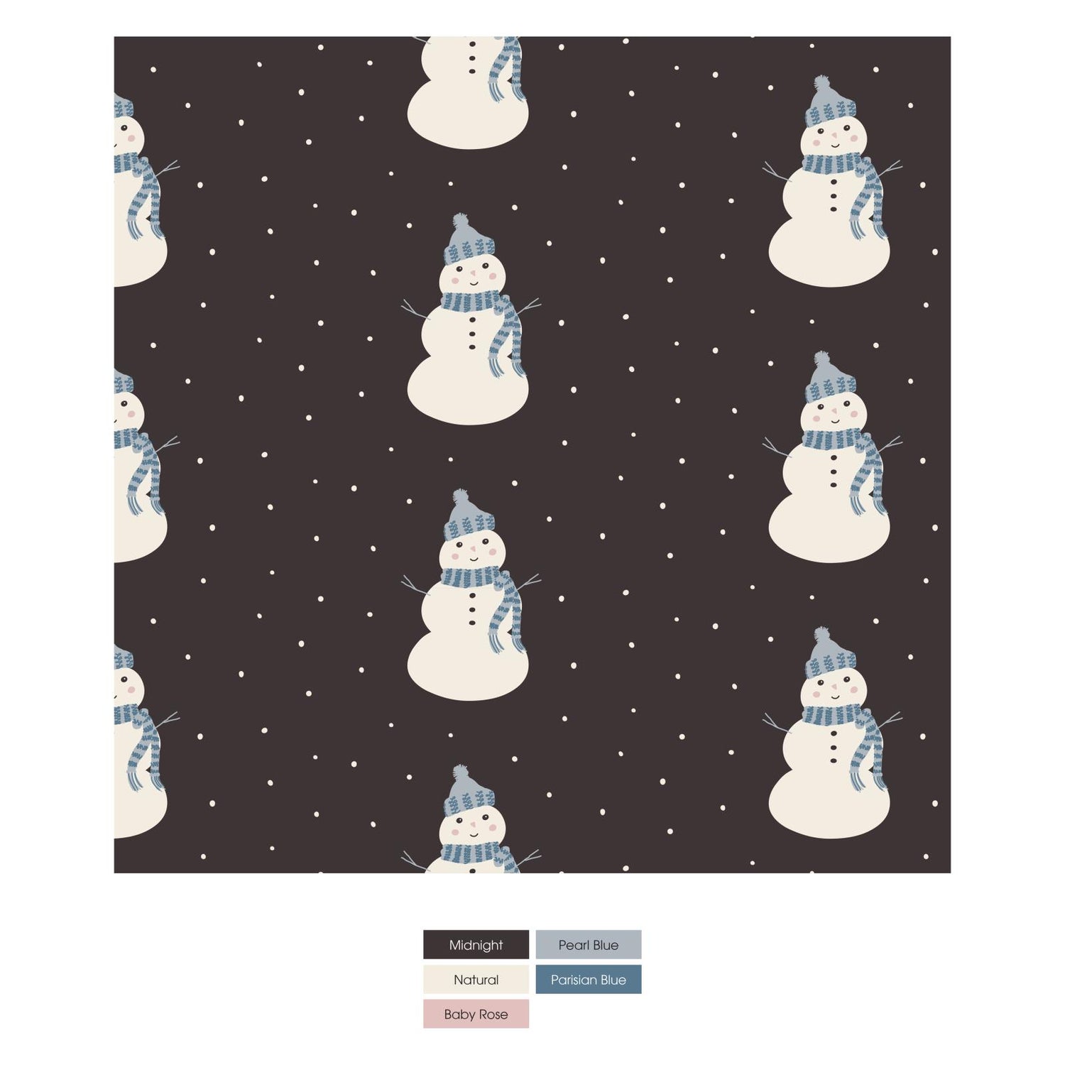 Print Twin Sheet Set in Midnight Snowman