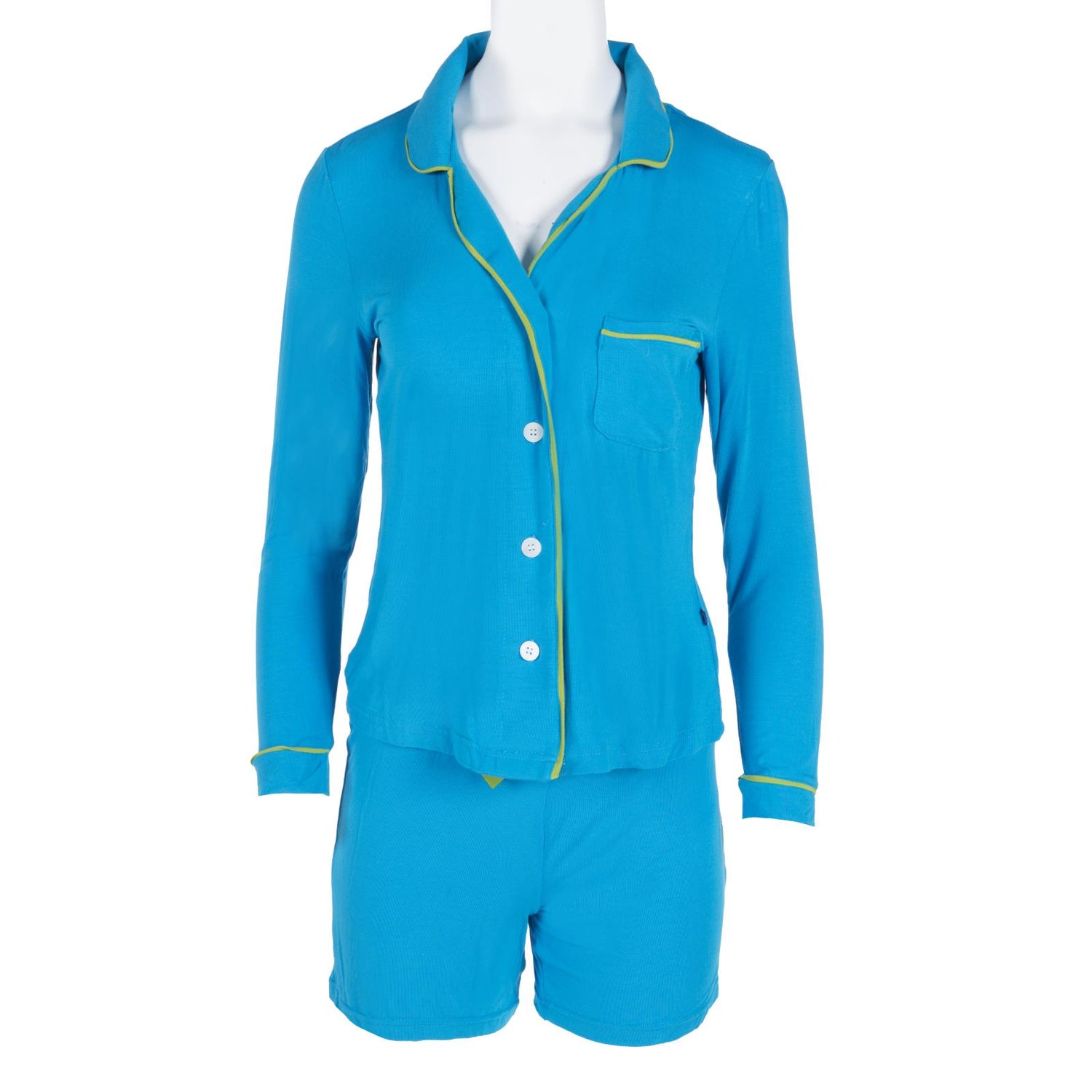 Women's Collared Pajama Set with Shorts in Amazon with Meadow Trim