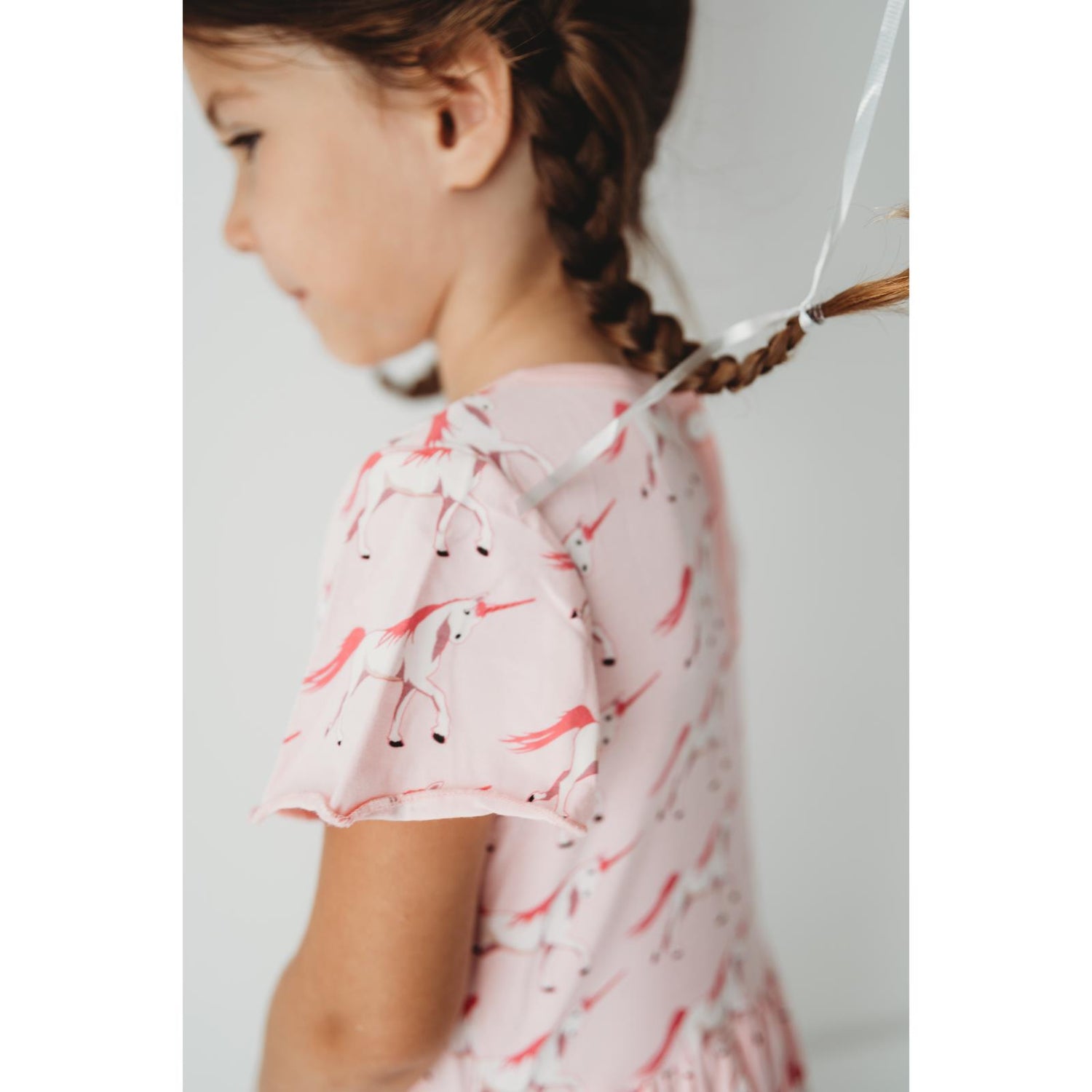 Print Flutter Sleeve Twirl Dress with Pockets in Cake Pop Prancing Unicorn
