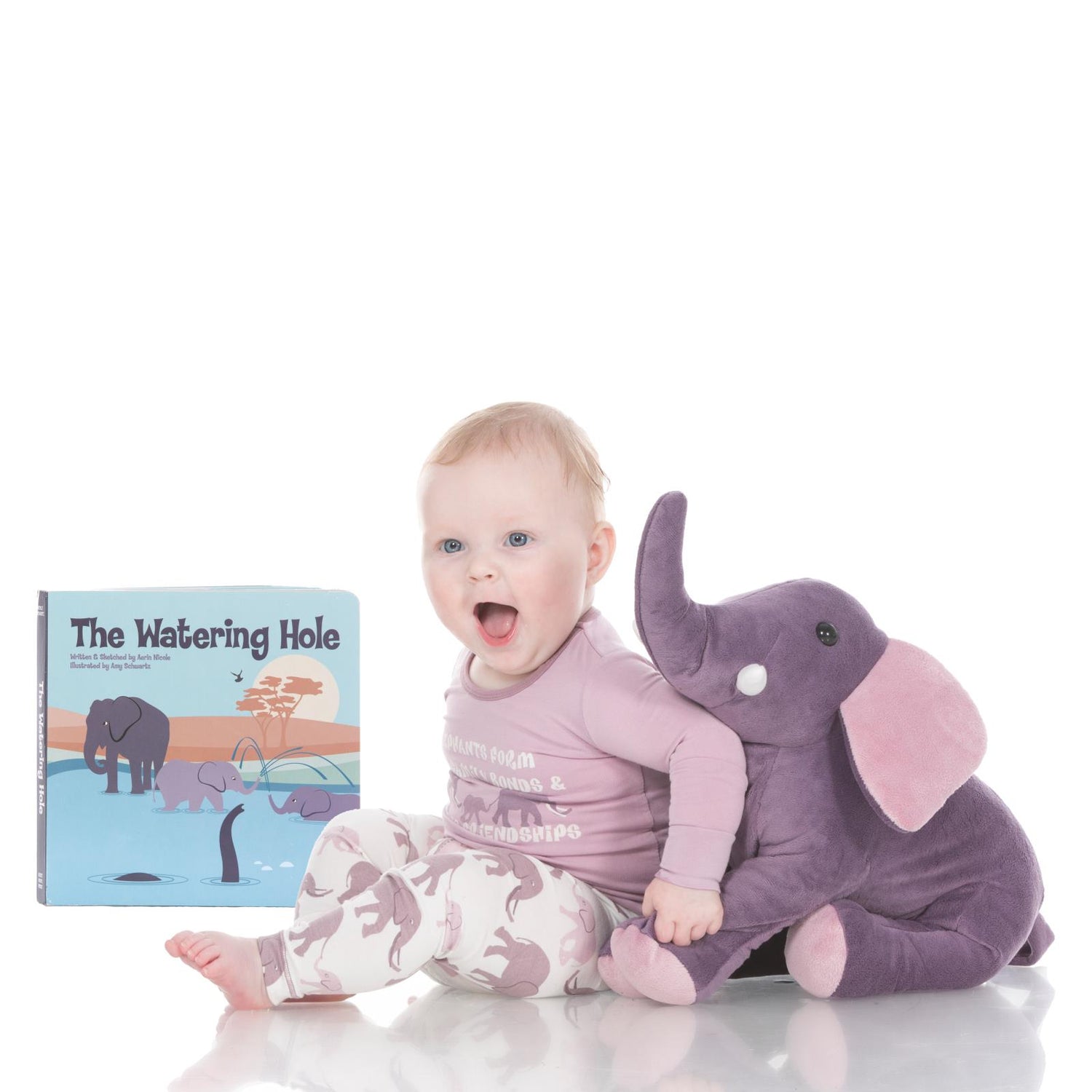 Book & Plush Combo in The Watering Hole with Mama Elephant Plush