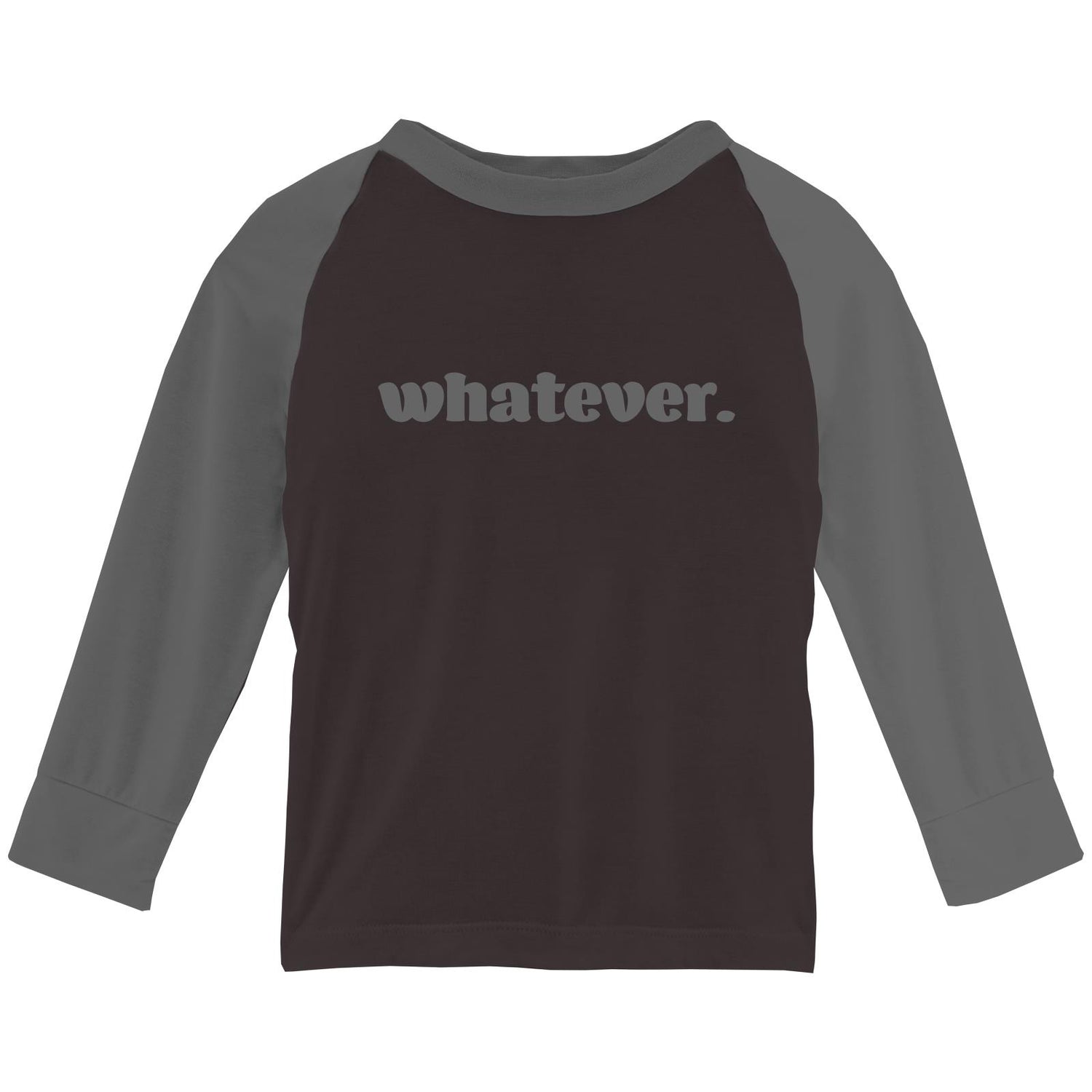 Long Sleeve Easy Fit Crew Neck Graphic Raglan Tee in Midnight Whatever