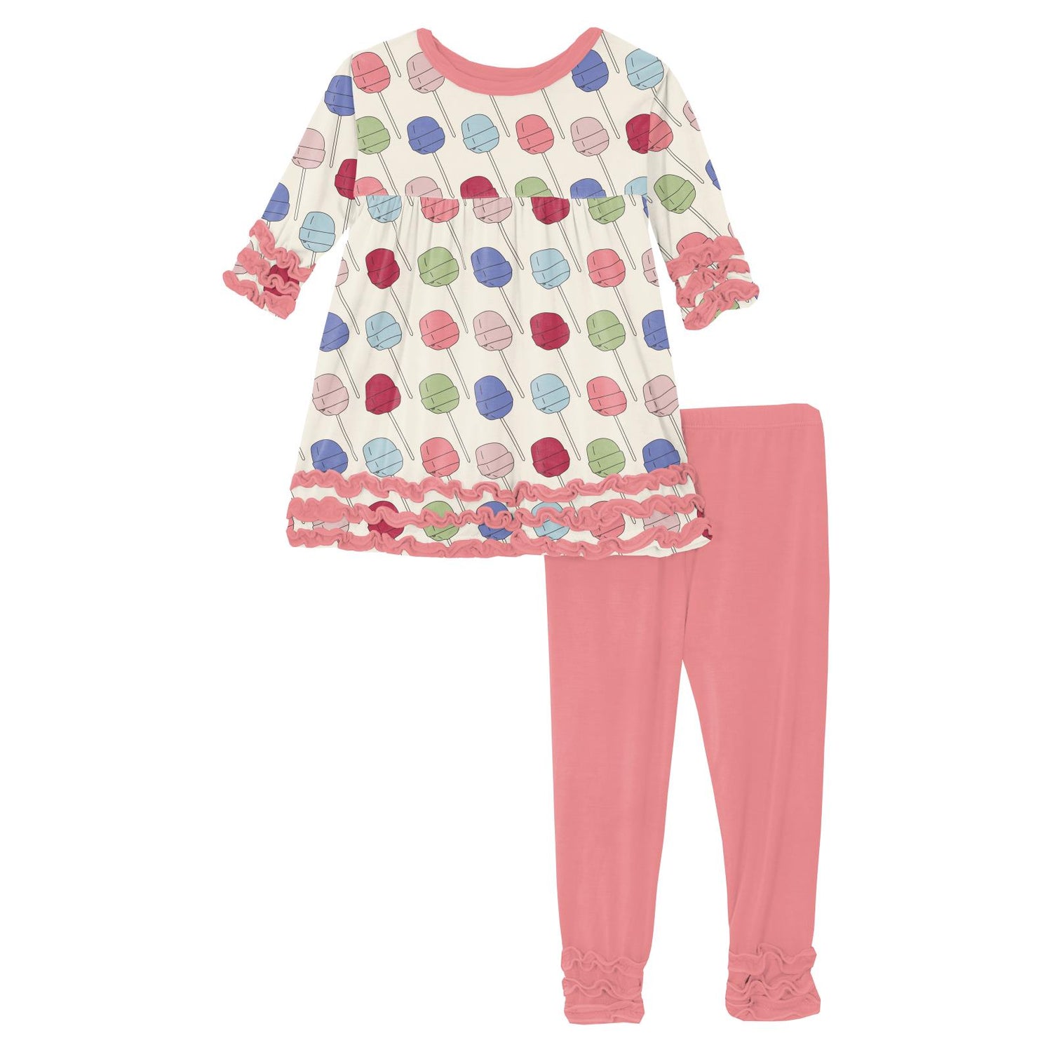 Print Long Sleeve Babydoll Outfit Set in Lula's Lollipops