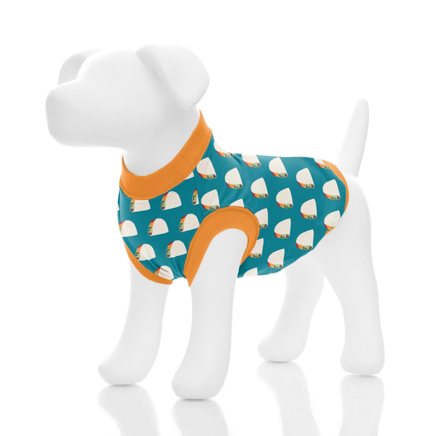 Print Sleeveless Dog Tee in Seagrass Tacos