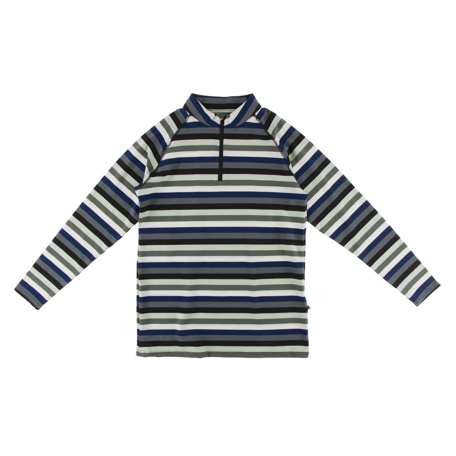 Men's Print Long Sleeve Luxe Zip Collar Sport Tee in Zoology Stripe