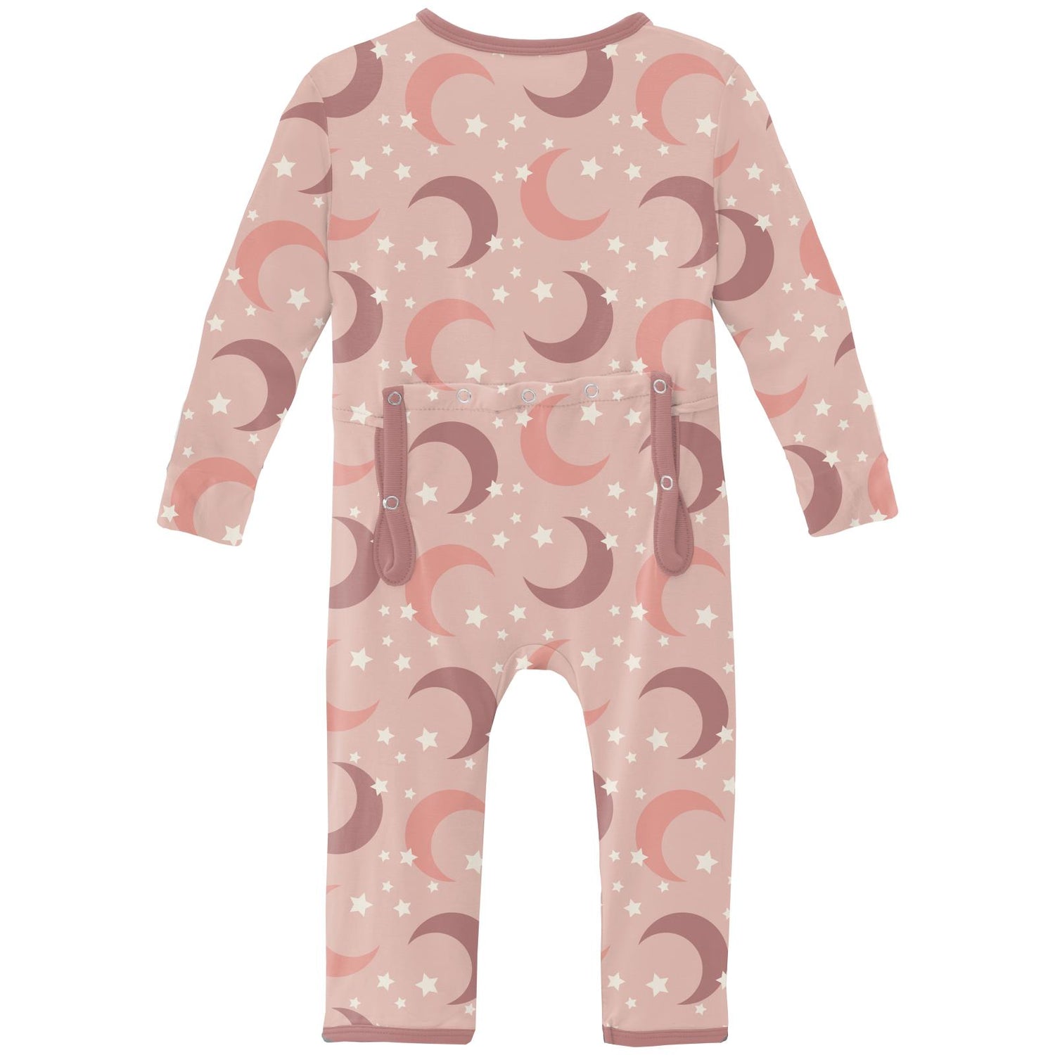 Print Coverall with 2 Way Zipper in Peach Blossom Moon and Stars