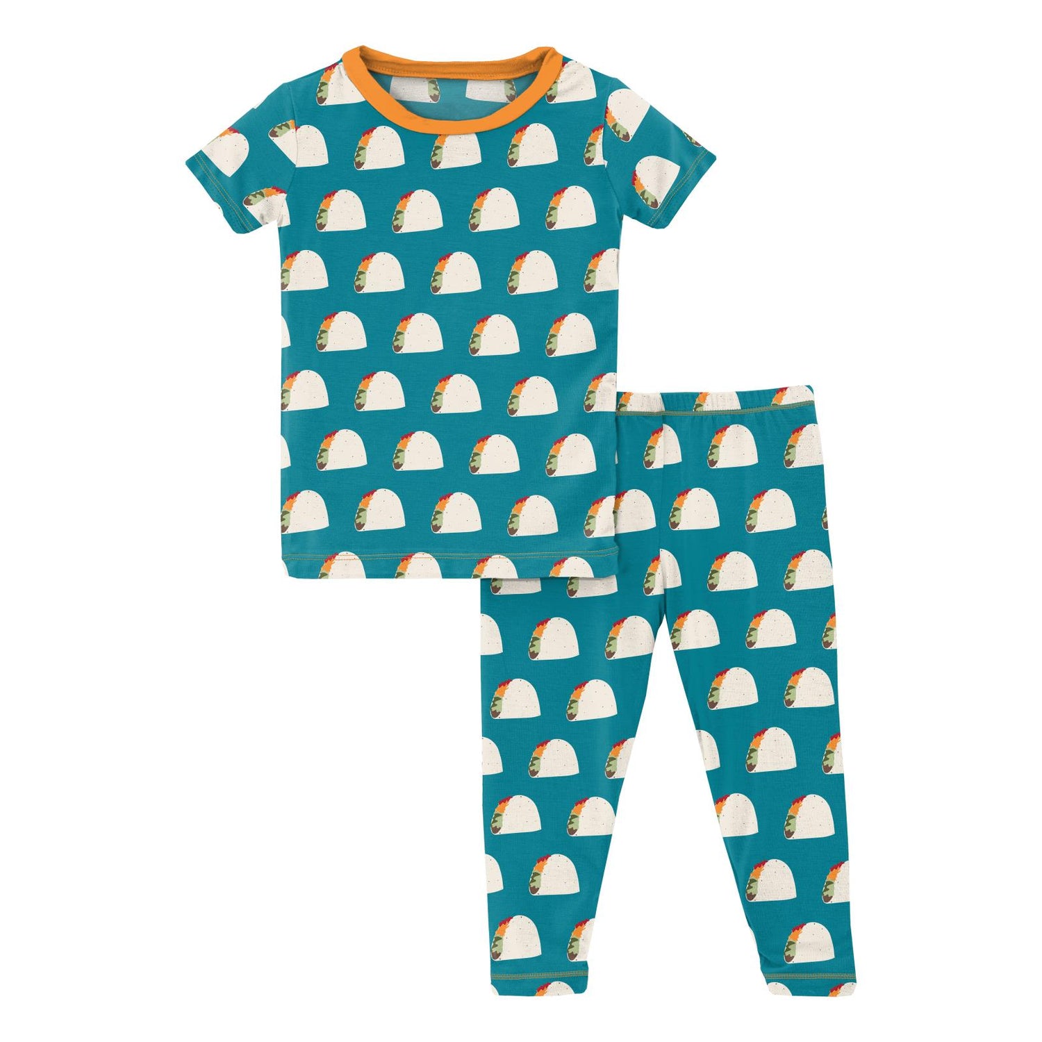 Print Short Sleeve Pajama Set in Seagrass Tacos