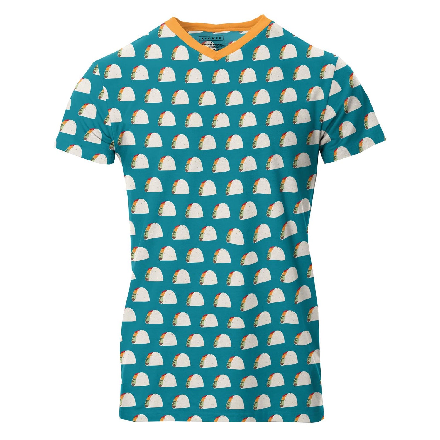 Men's Print Short Sleeve V-Neck Tee in Seagrass Tacos