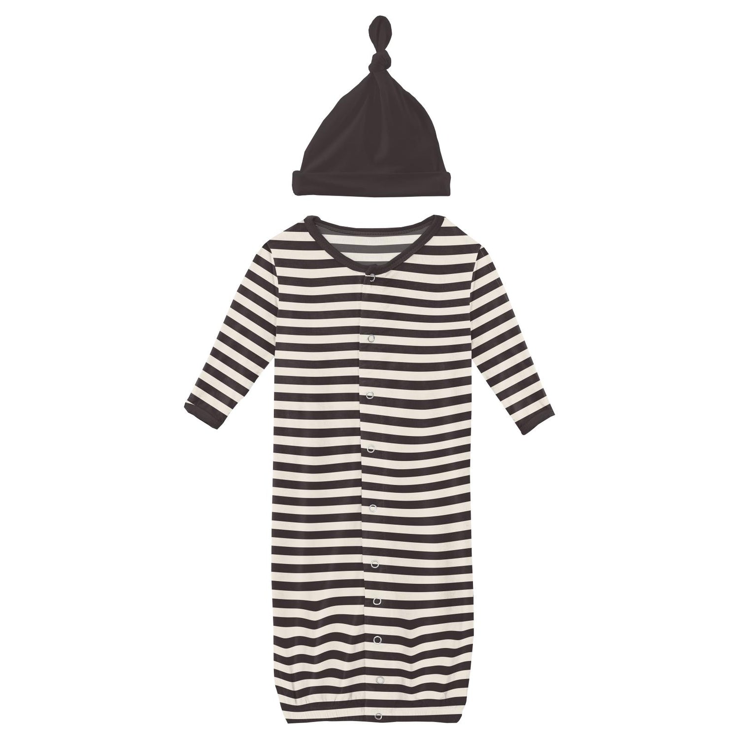Print Layette Gown Converter & Single Knot Hat Set in Jailhouse Rock Stripe