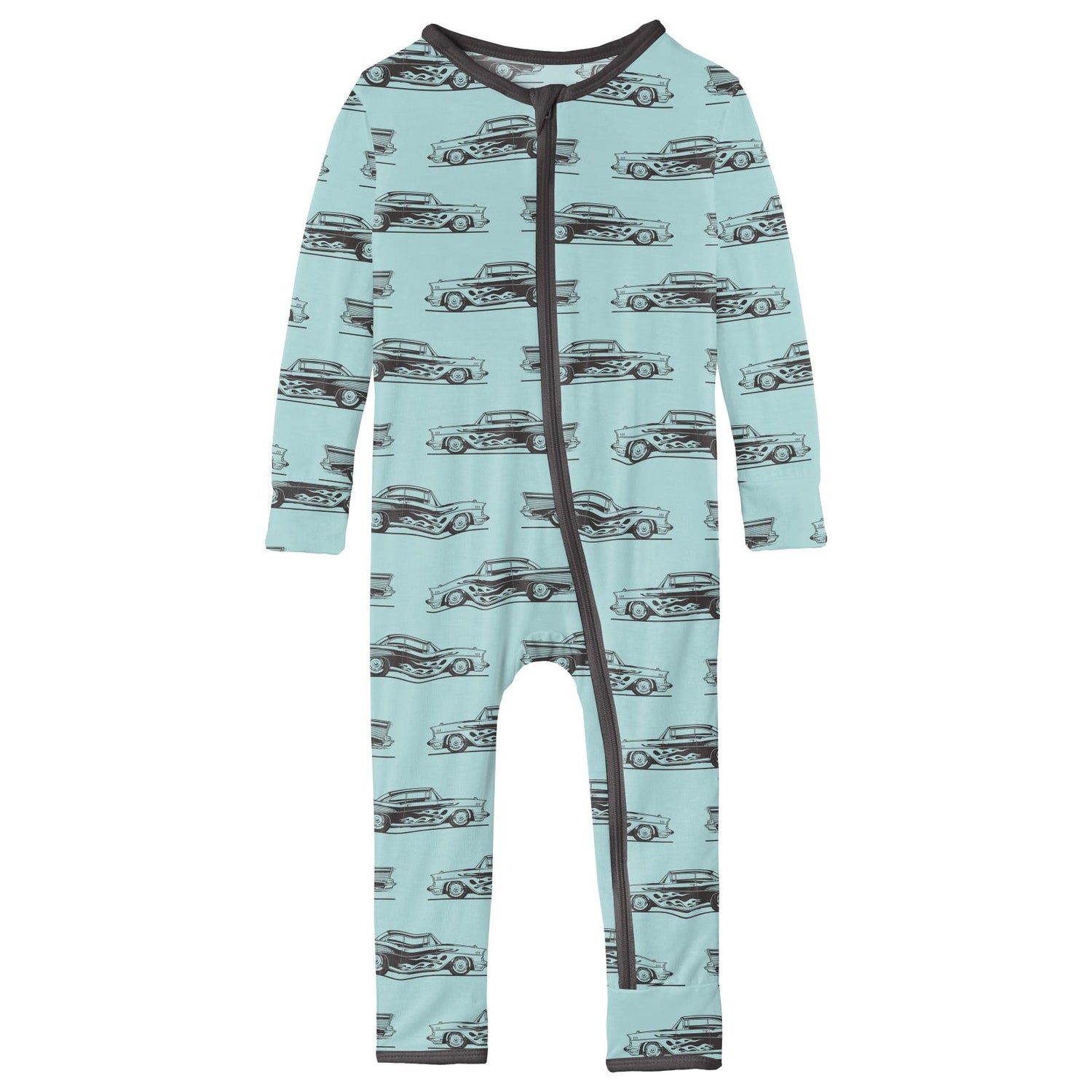 Print Coverall with Zipper in Summer Sky Hot Rod