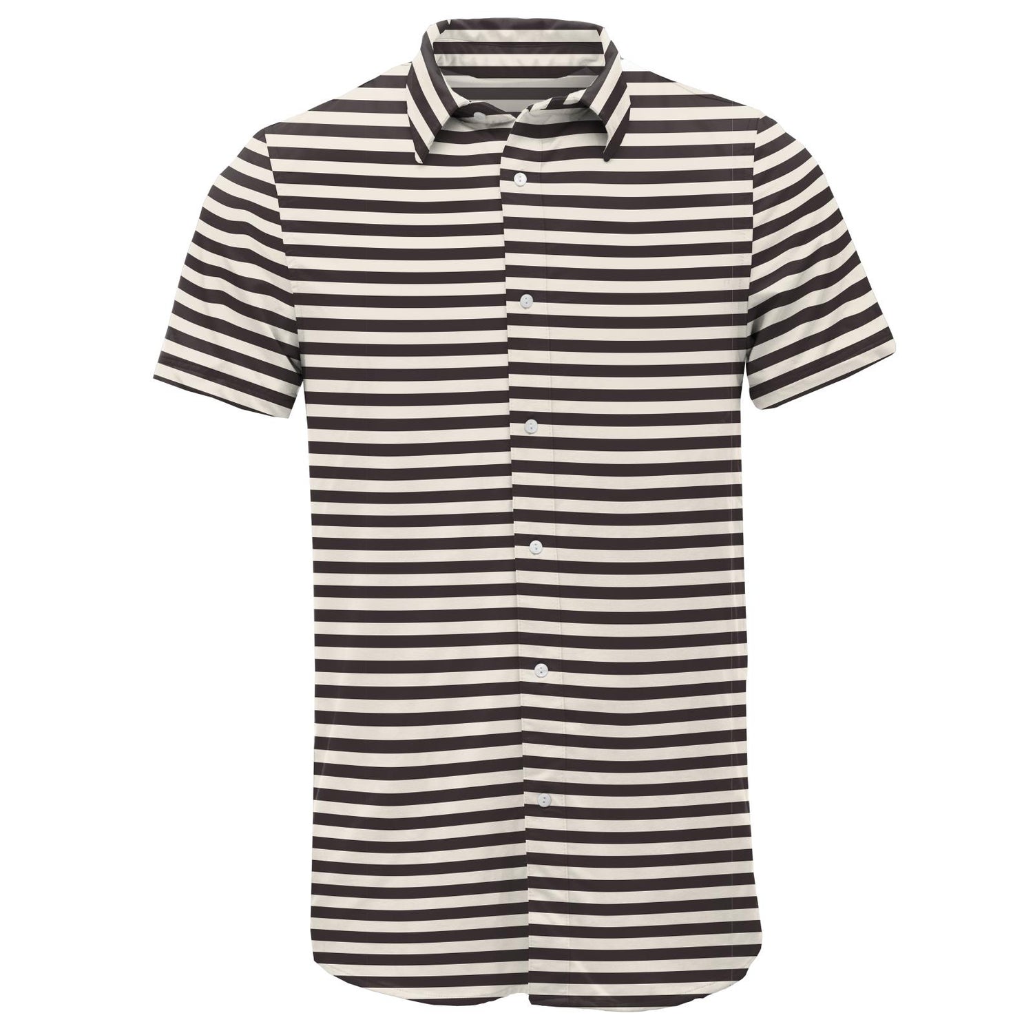 Men's Print Short Sleeve Button Down Shirt in Jailhouse Rock Stripe