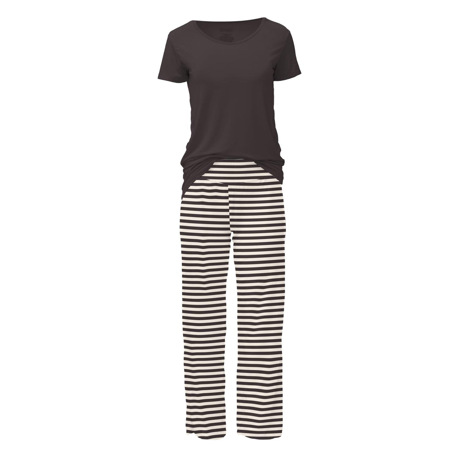 Women's Print Short Sleeve Loosey Goosey Tee & Pajama Pants Set in Jailhouse Rock Stripe