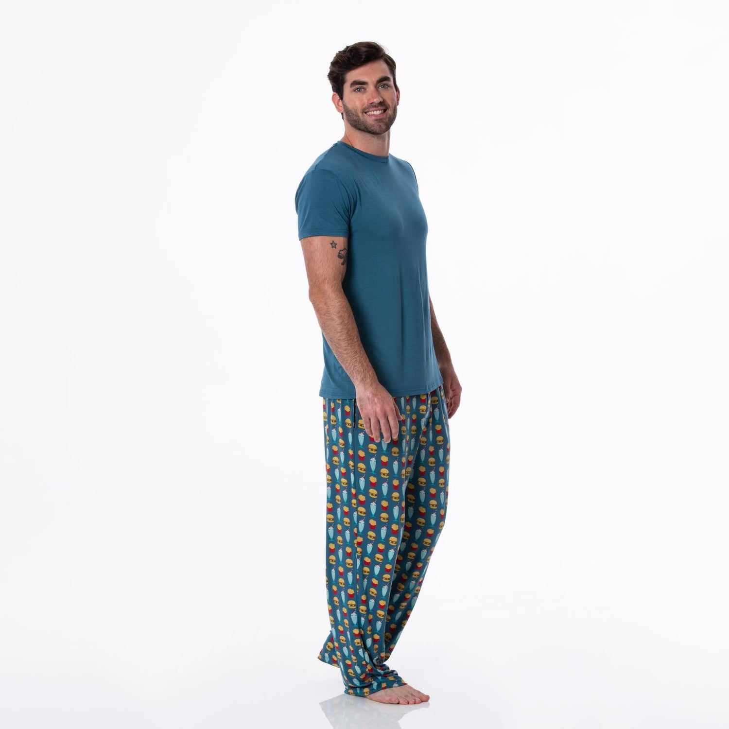 Men's Print Pajama Pants in Deep Sea Cheeseburger