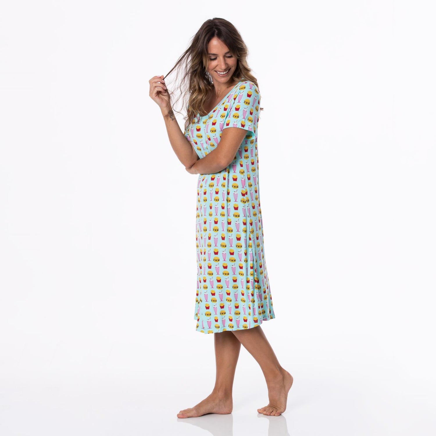 Women's Print Nursing Nightgown in Summer Sky Cheeseburger