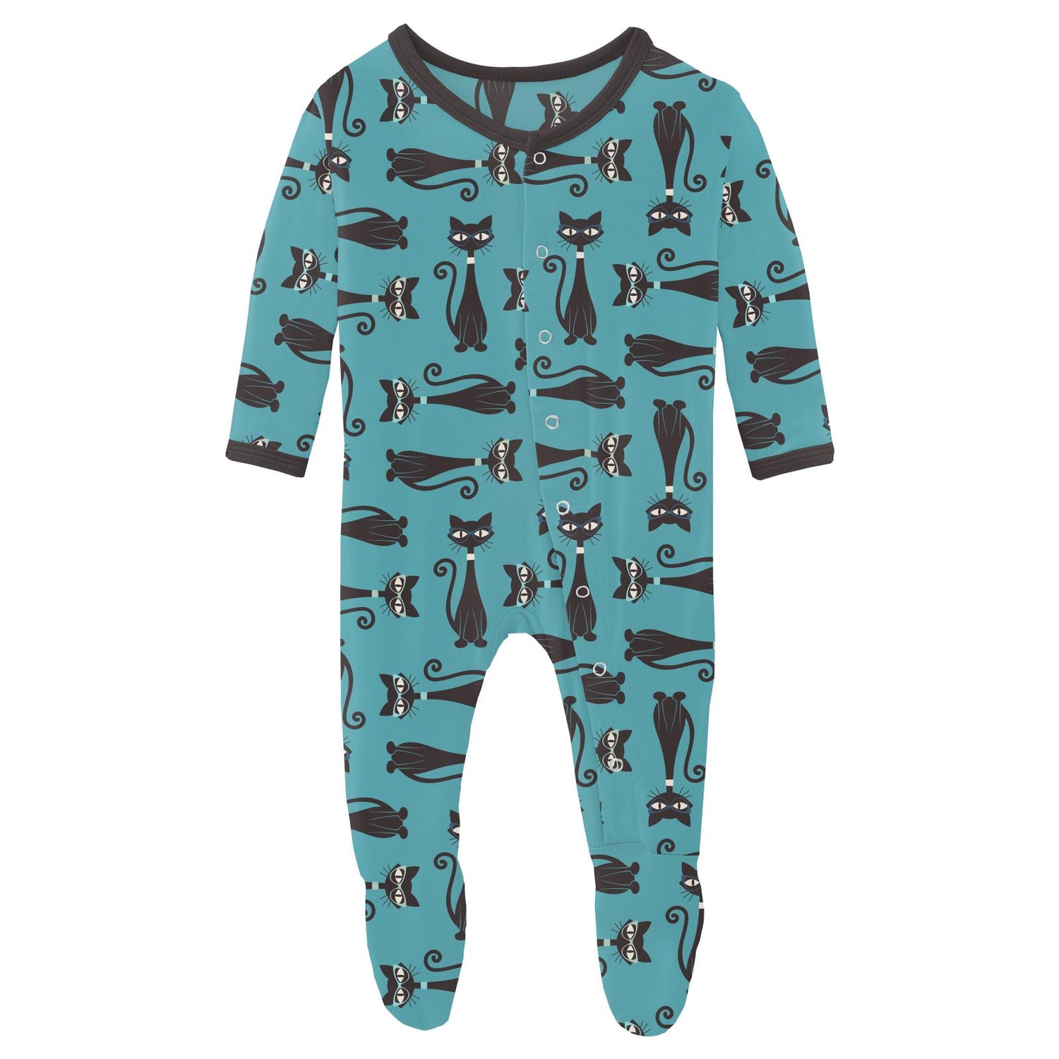Print Footie with Snaps in Glacier Cool Cats