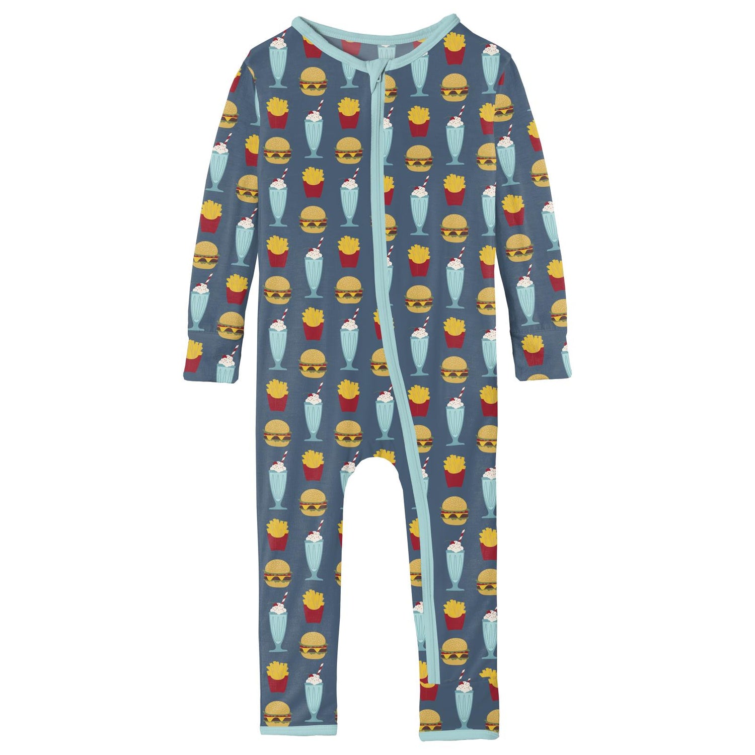 Print Coverall with Zipper in Deep Sea Cheeseburger