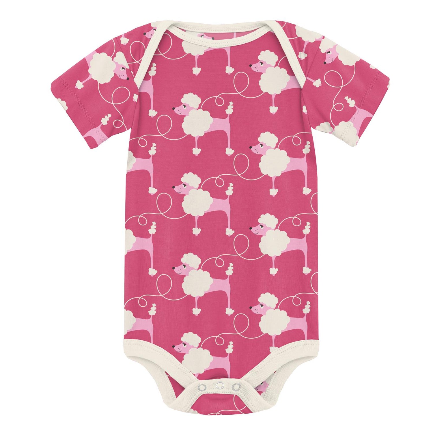 Print Short Sleeve One Piece Set of 2 in Flamingo Poodles & Cotton Candy