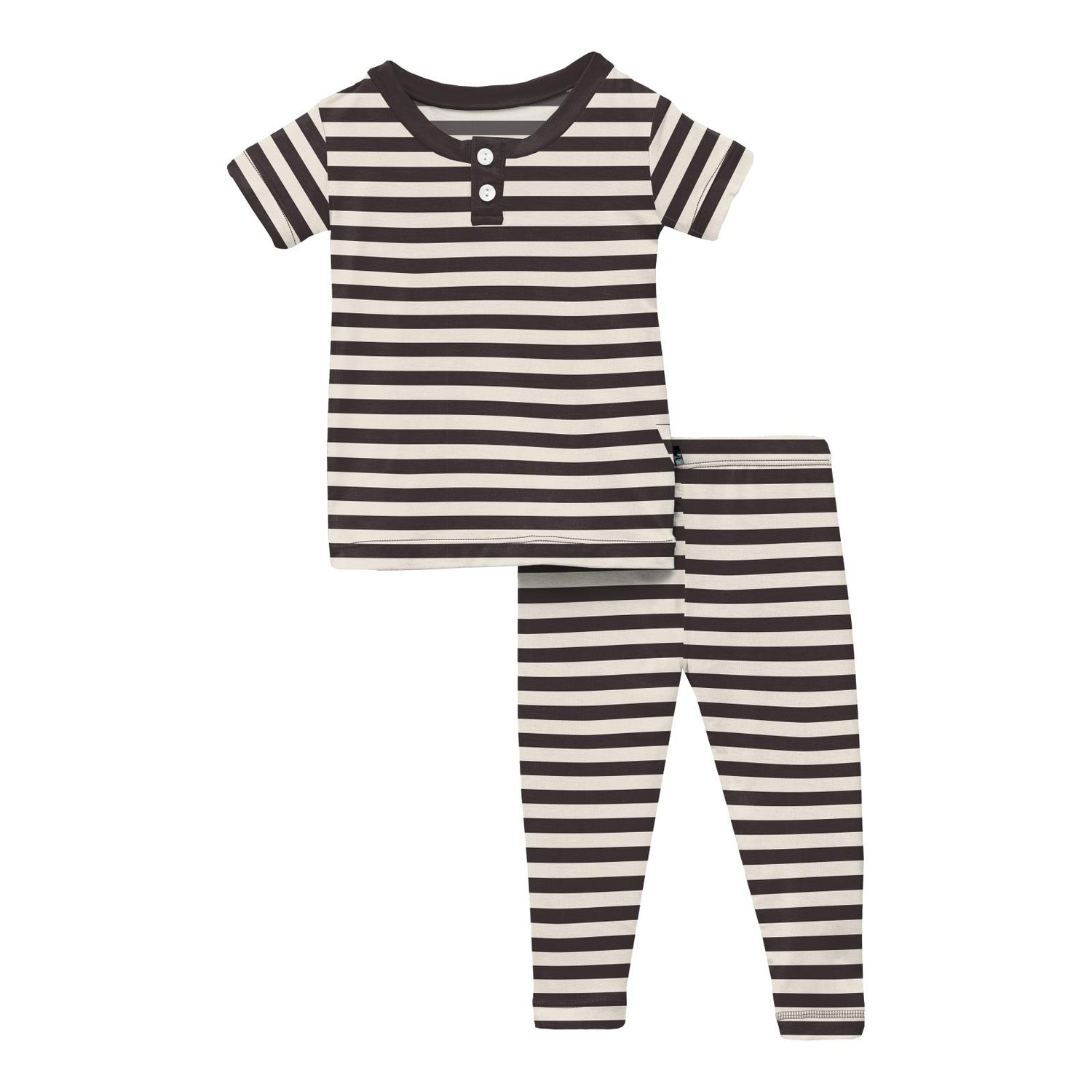 Print Short Sleeve Henley Pajama Set in Jailhouse Rock Stripe