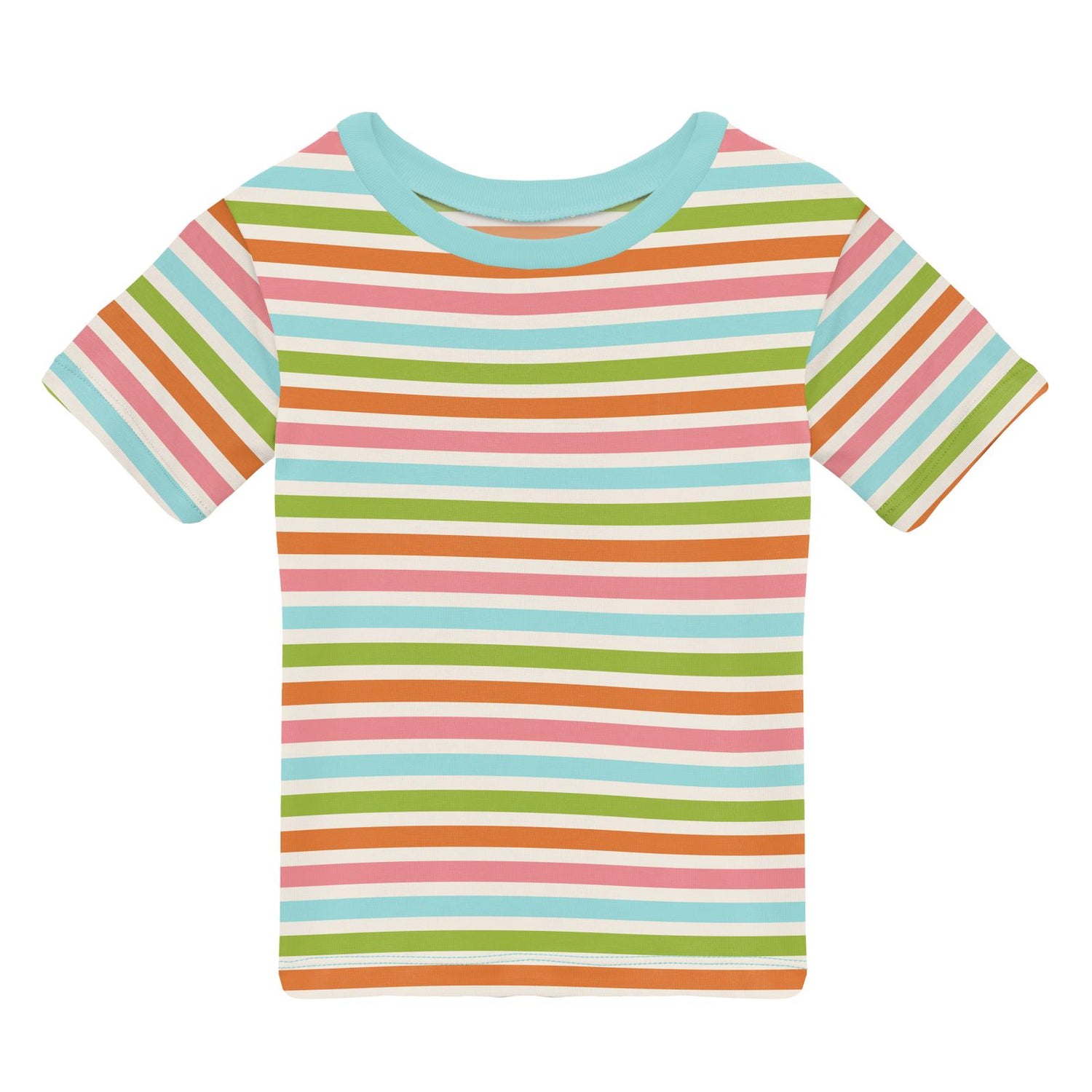 Print Short Sleeve Easy Fit Crew Neck Tee in Beach Day Stripe