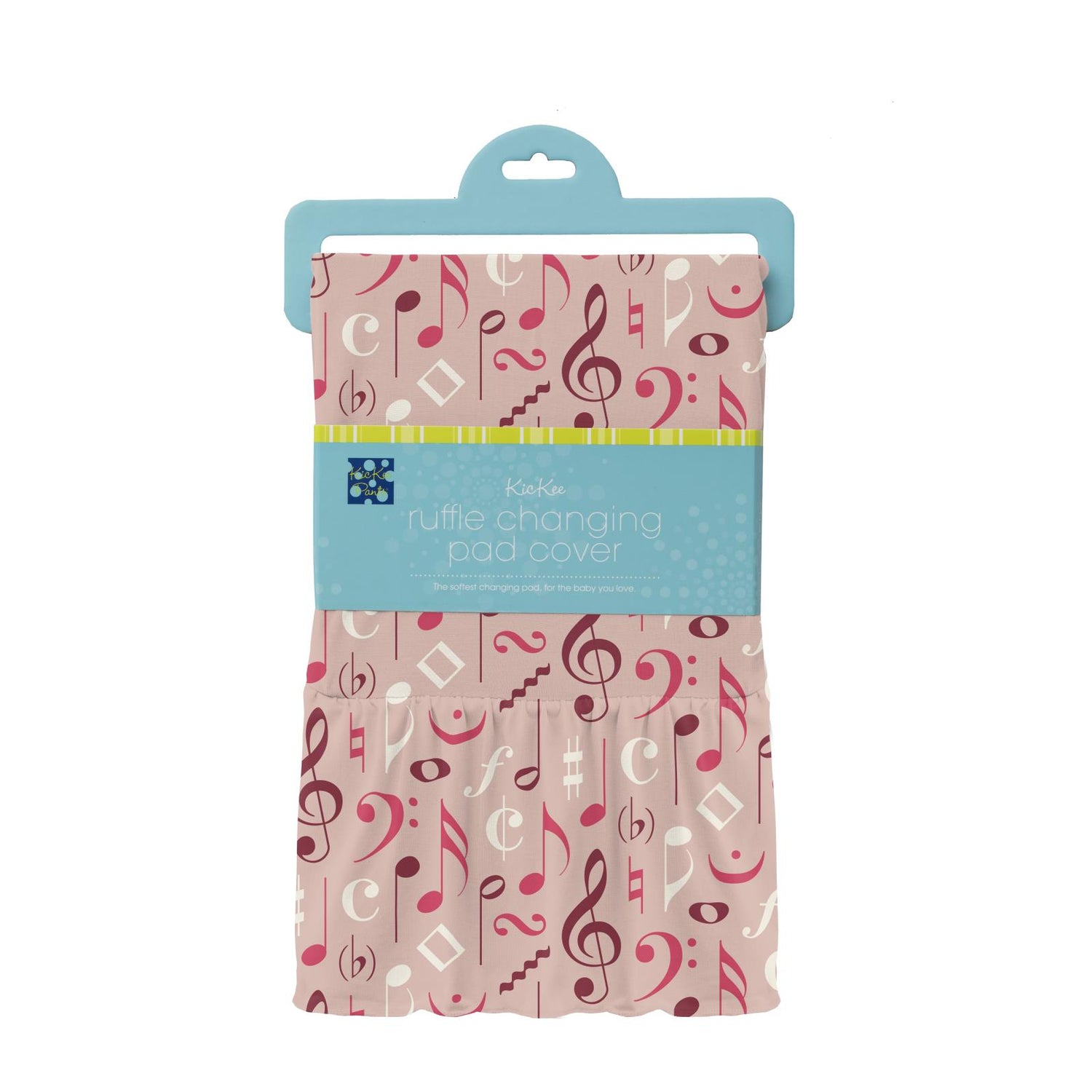 Print Ruffle Changing Pad Cover in Peach Blossom Music Class
