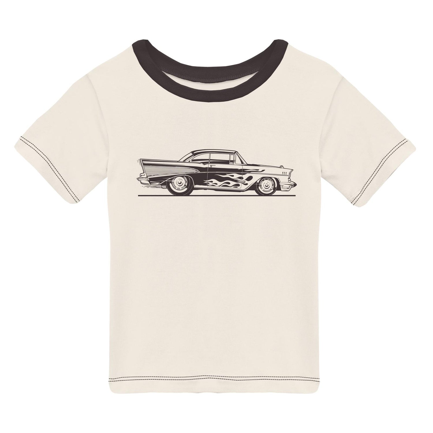 Short Sleeve Easy Fit Crew Neck Graphic Tee in Natural Hot Rod