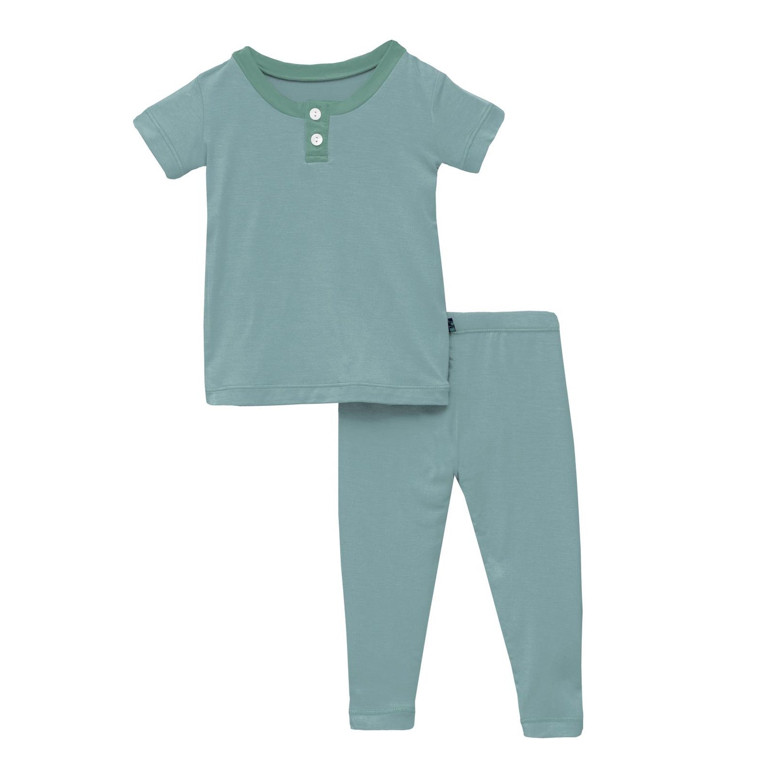 Short Sleeve Henley Pajama Set in Jade with Shore