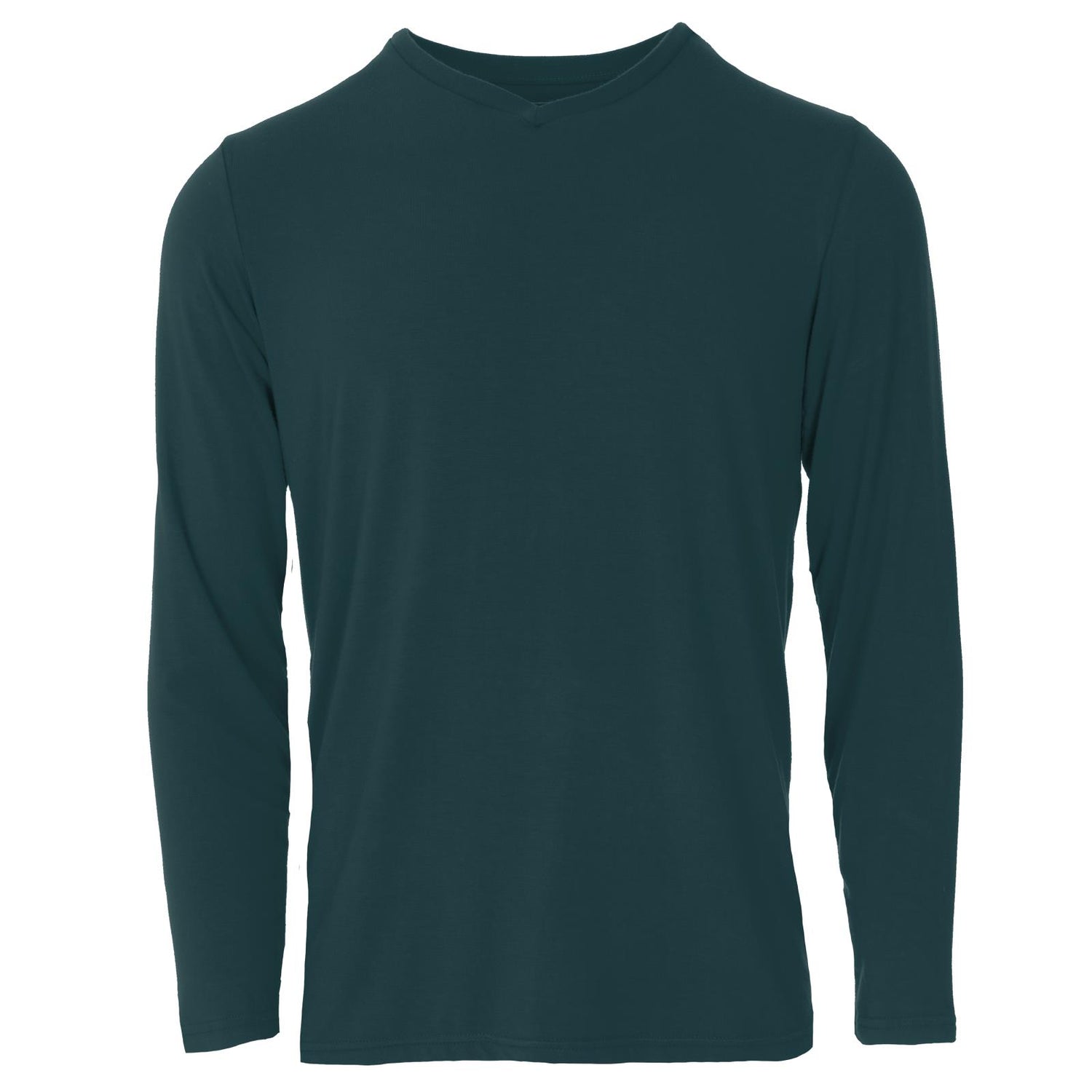 Men's Solid Long Sleeve V-Neck Tee in Pine