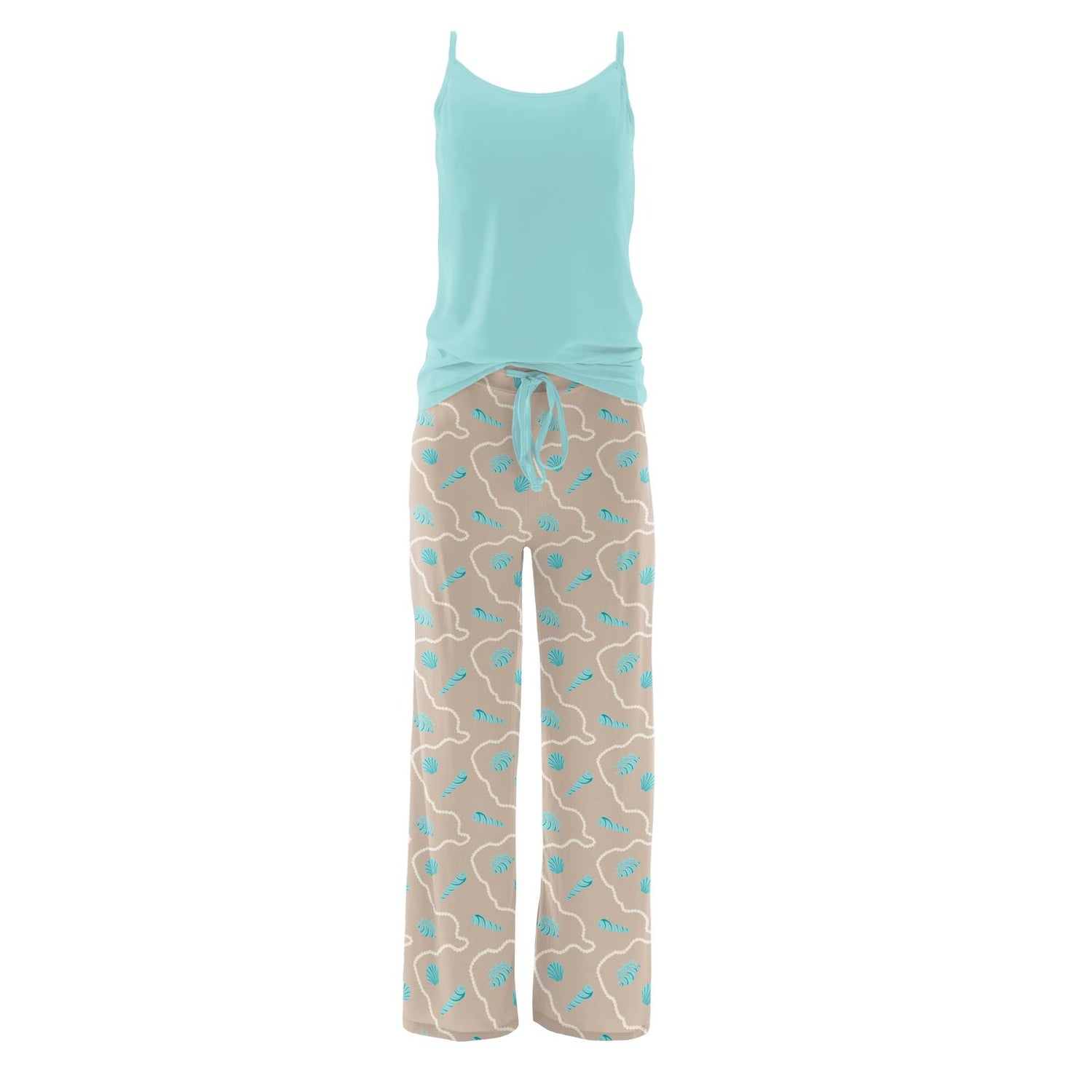 Cami and Print Lounge Pants Pajama Set in Burlap Shells