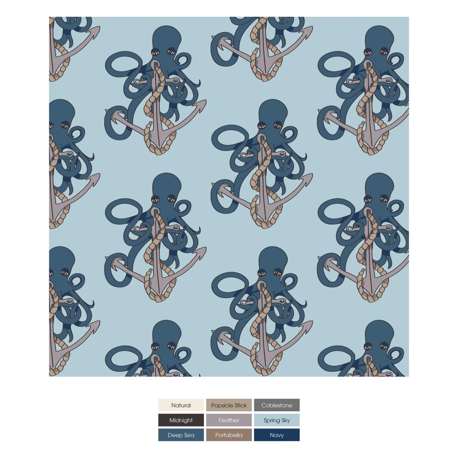 Print Footie with Snaps in Spring Sky Octopus Anchor