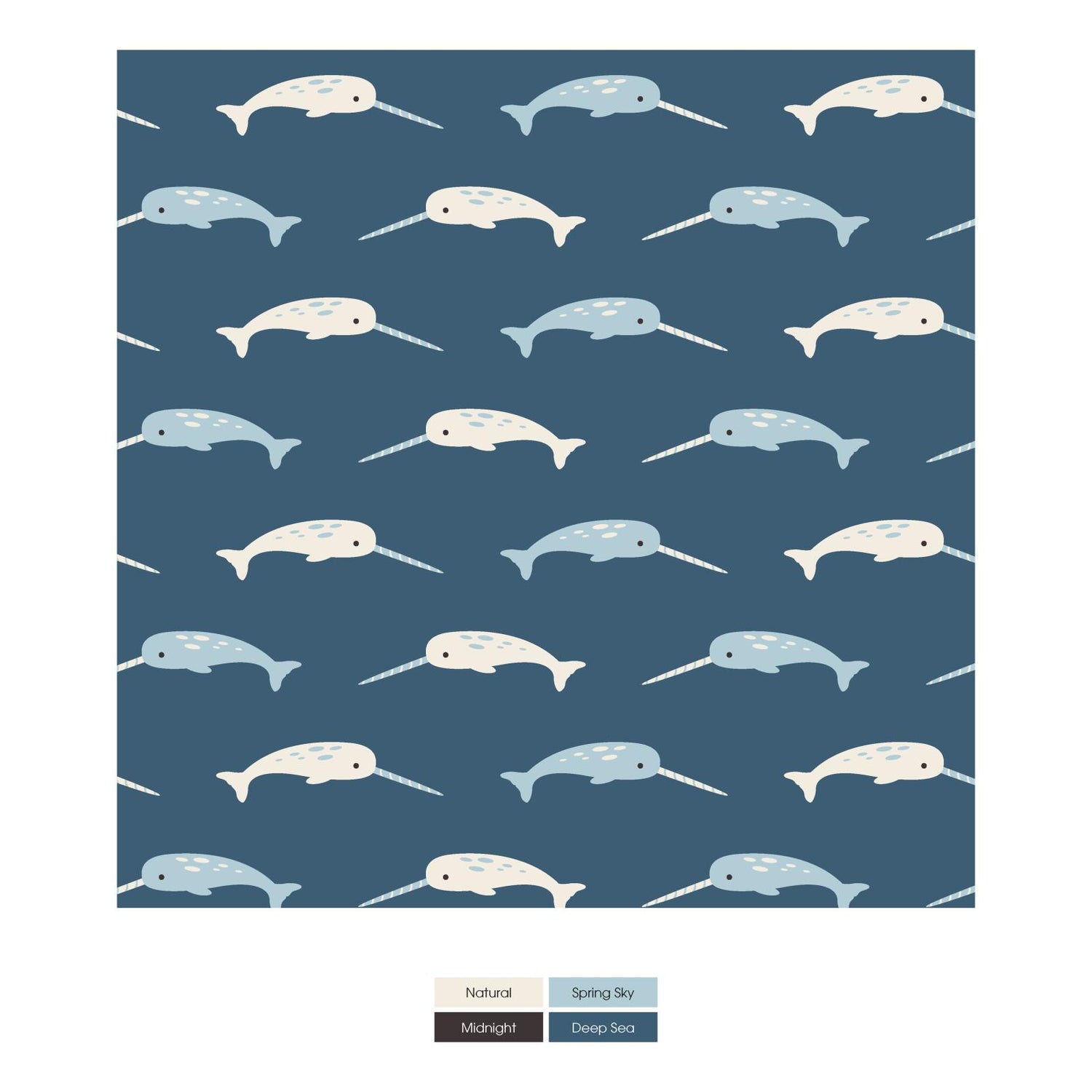 Print Sherpa-Lined Fluffle Playmat in Deep Sea Narwhal