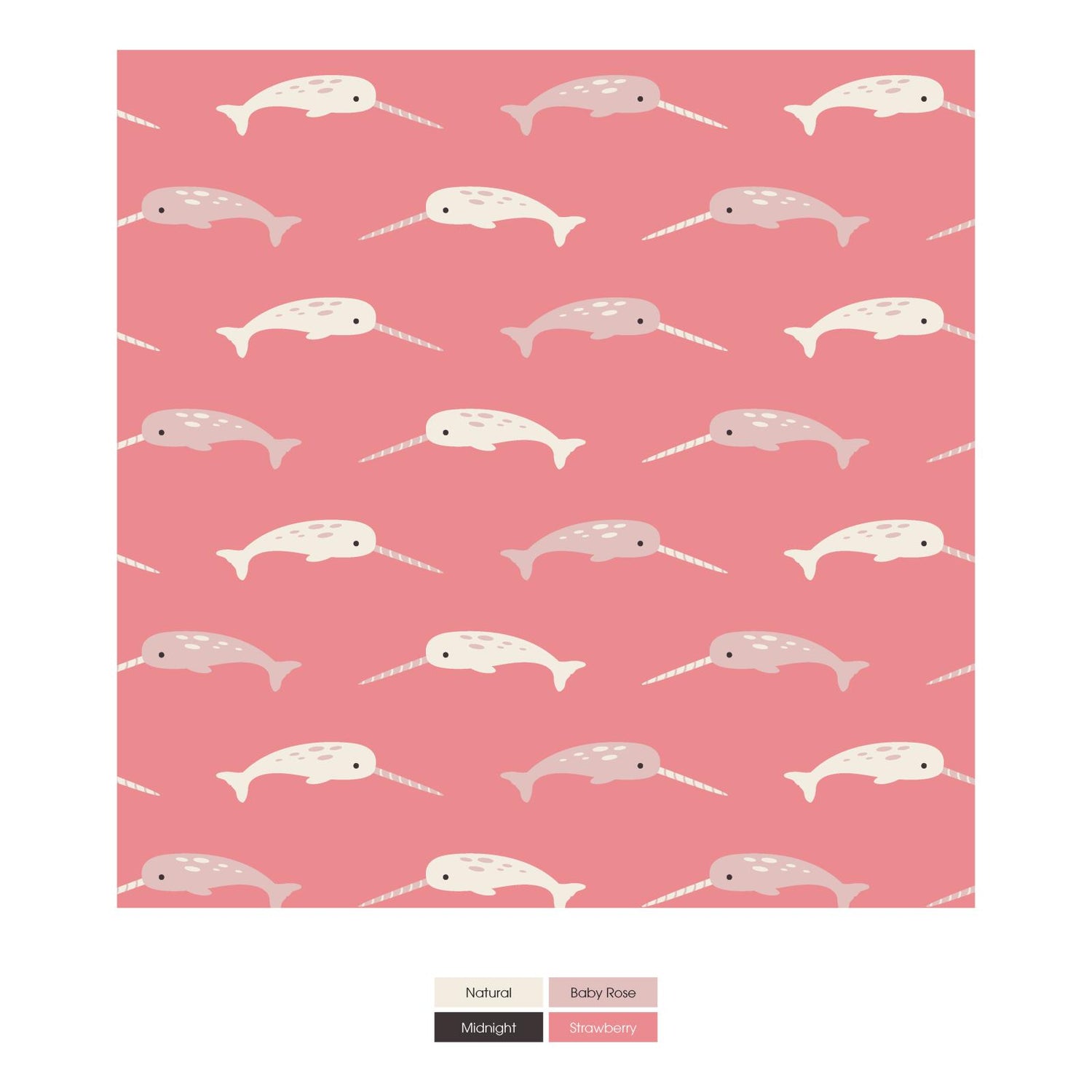Print Fitted Crib Sheet in Strawberry Narwhal